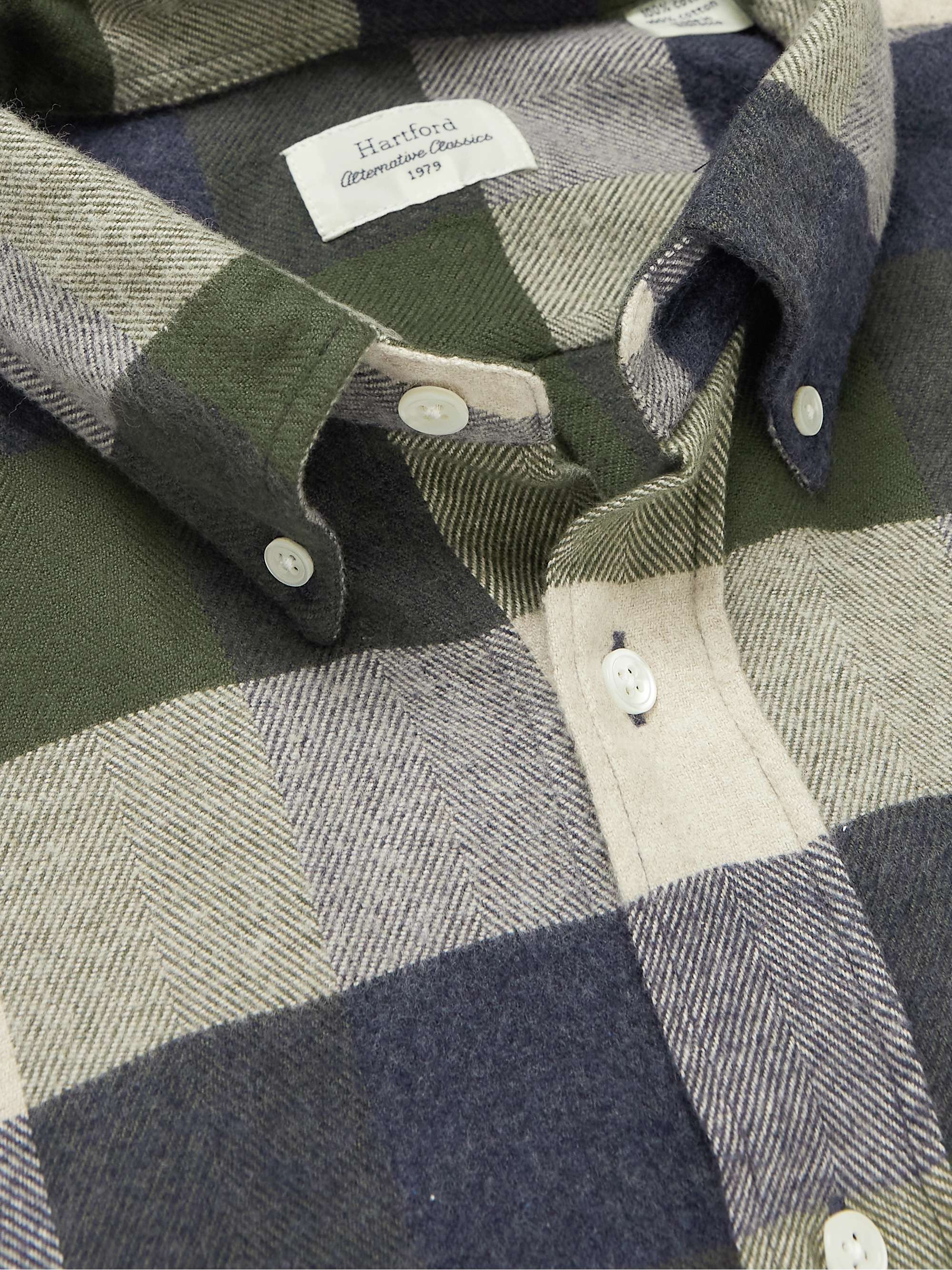 HARTFORD Pitt Button-Down Collar Checked Cotton-Flannel Shirt
