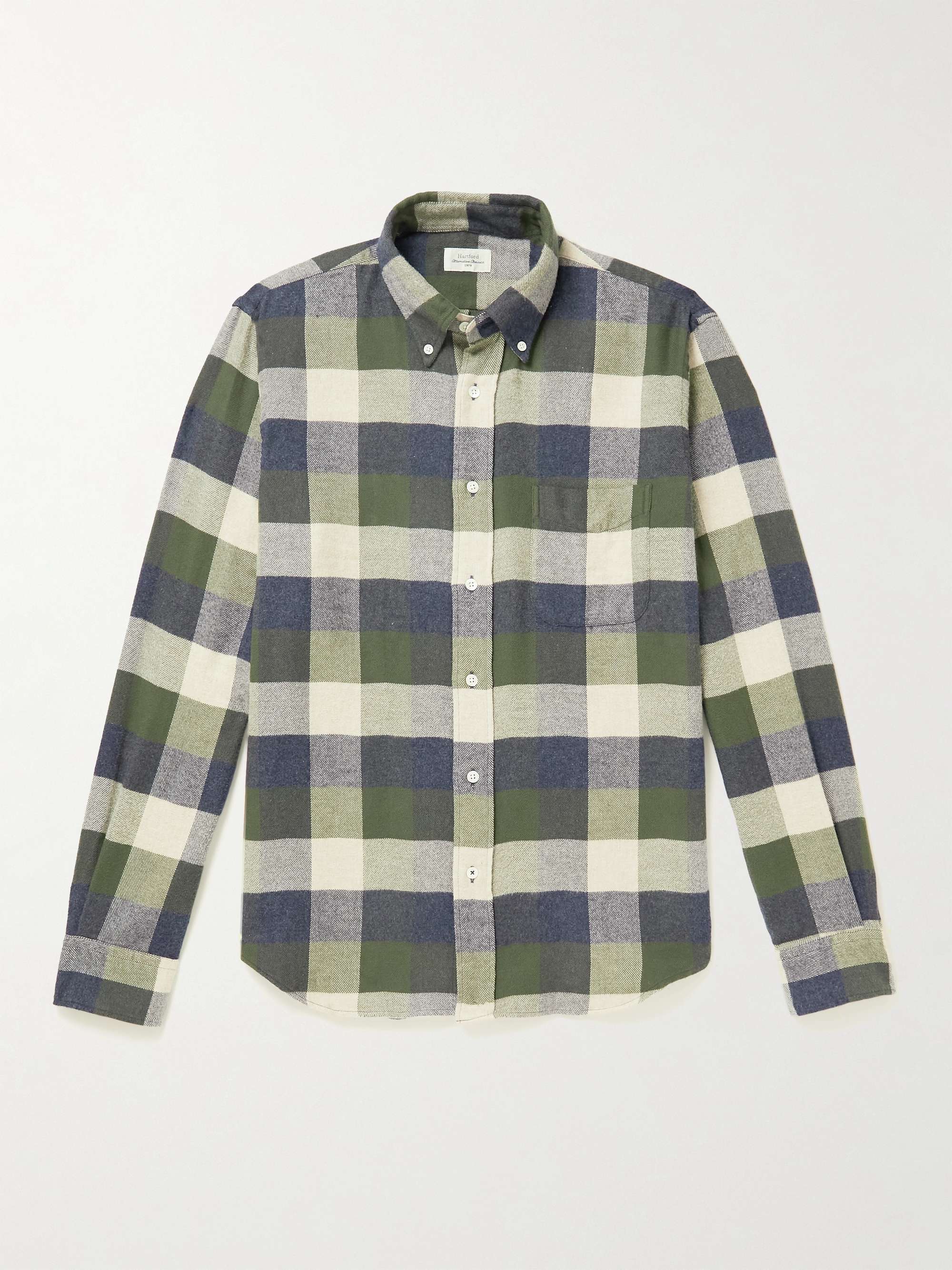 HARTFORD Pitt Button-Down Collar Checked Cotton-Flannel Shirt