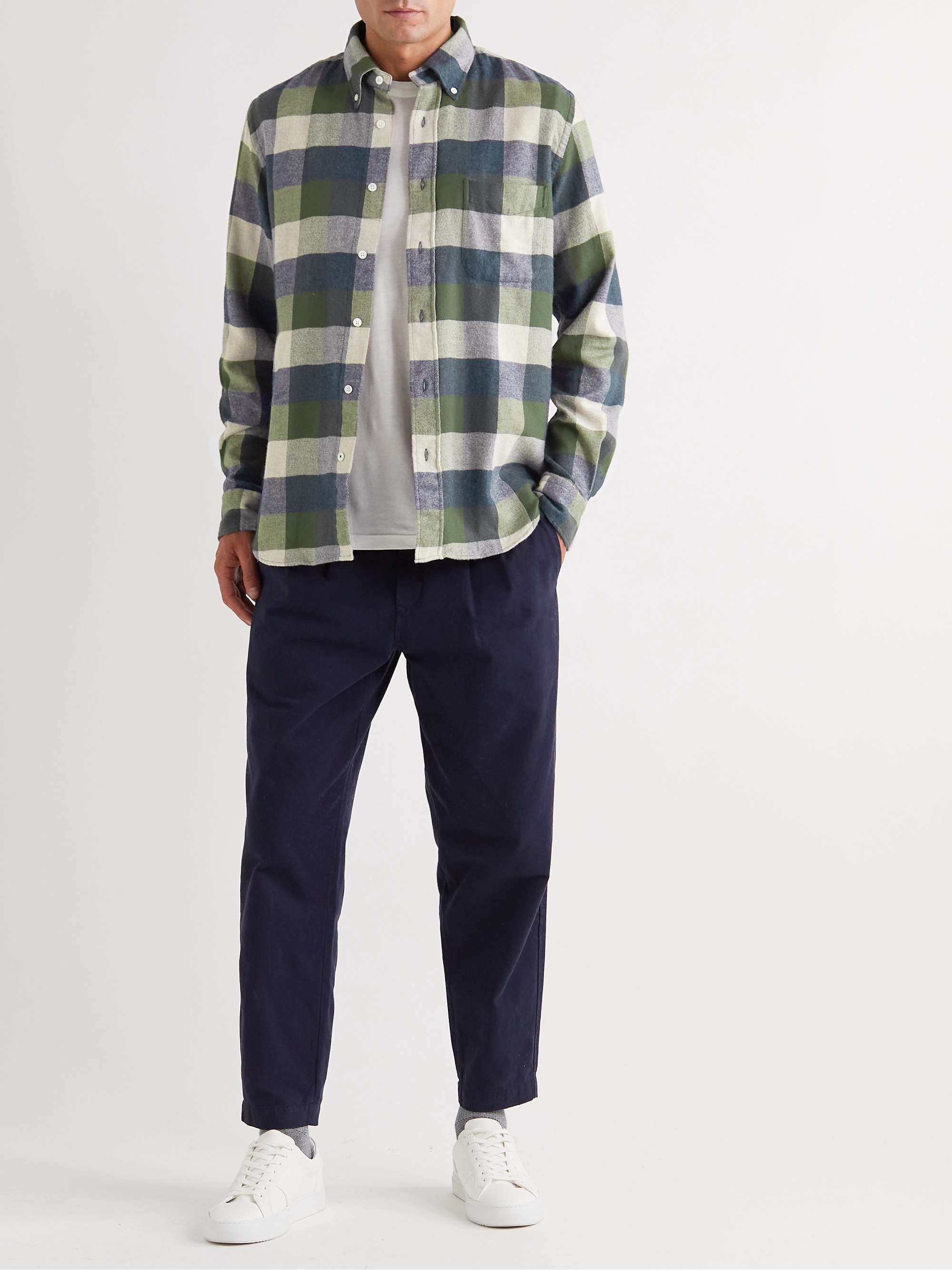 HARTFORD Pitt Button-Down Collar Checked Cotton-Flannel Shirt