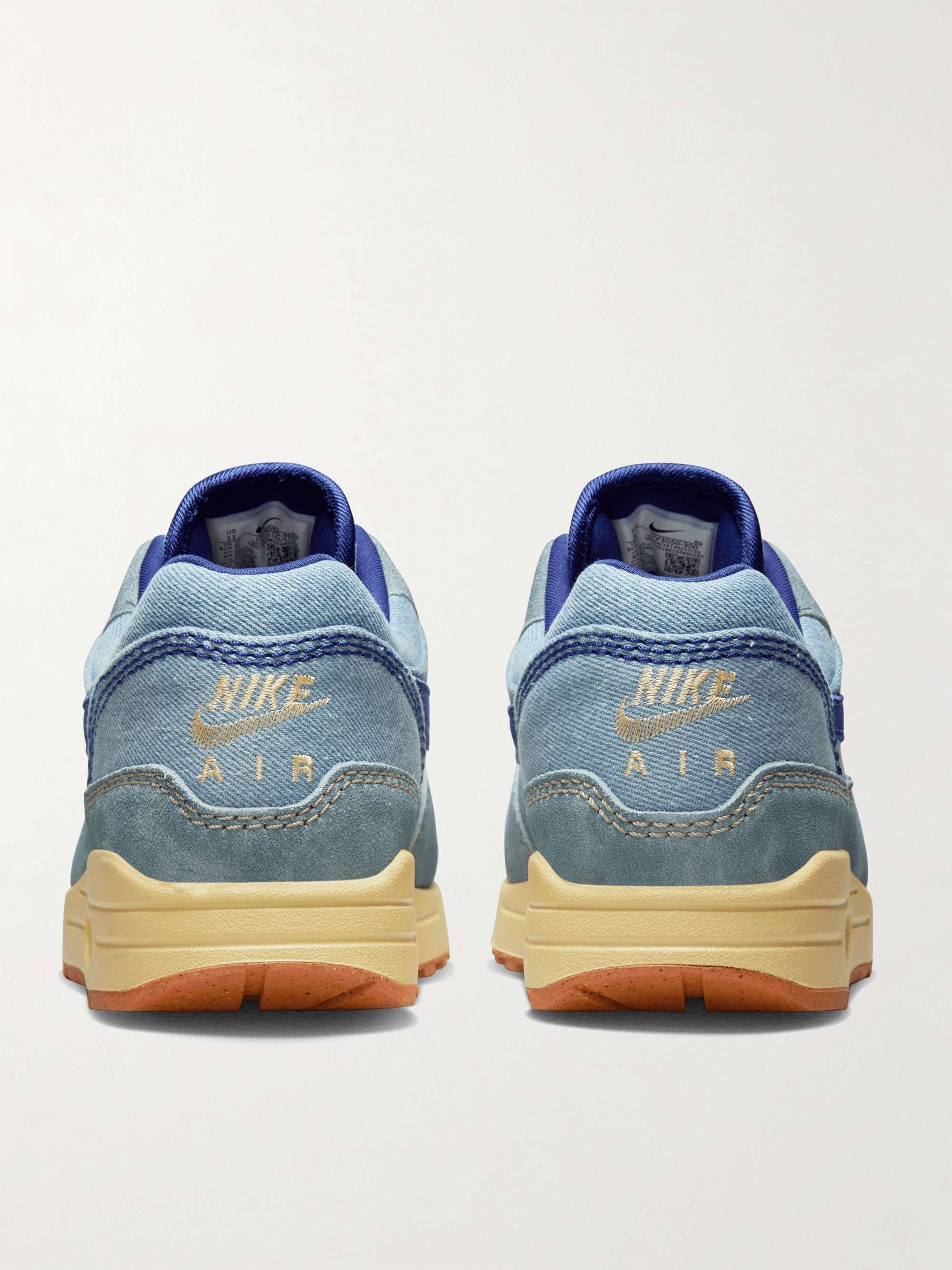 NIKE Air Max 1 PRM Denim and Suede Sneakers