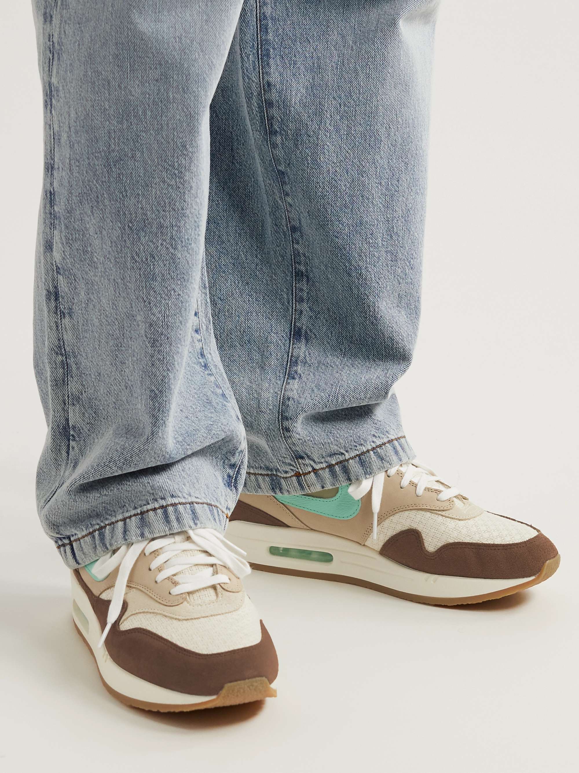 NIKE Air Max 1 Suede, Leather and Hemp Sneakers