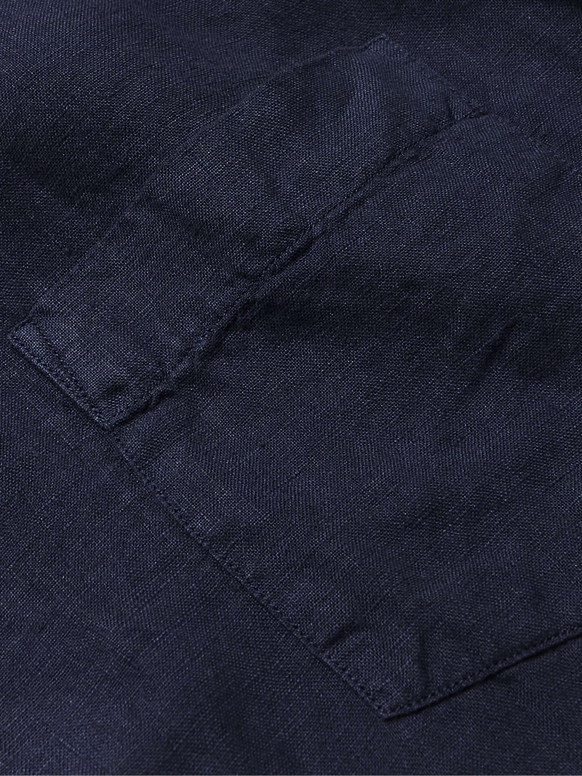 HARTFORD Palm Mc Pat Convertible-Collar Linen Shirt