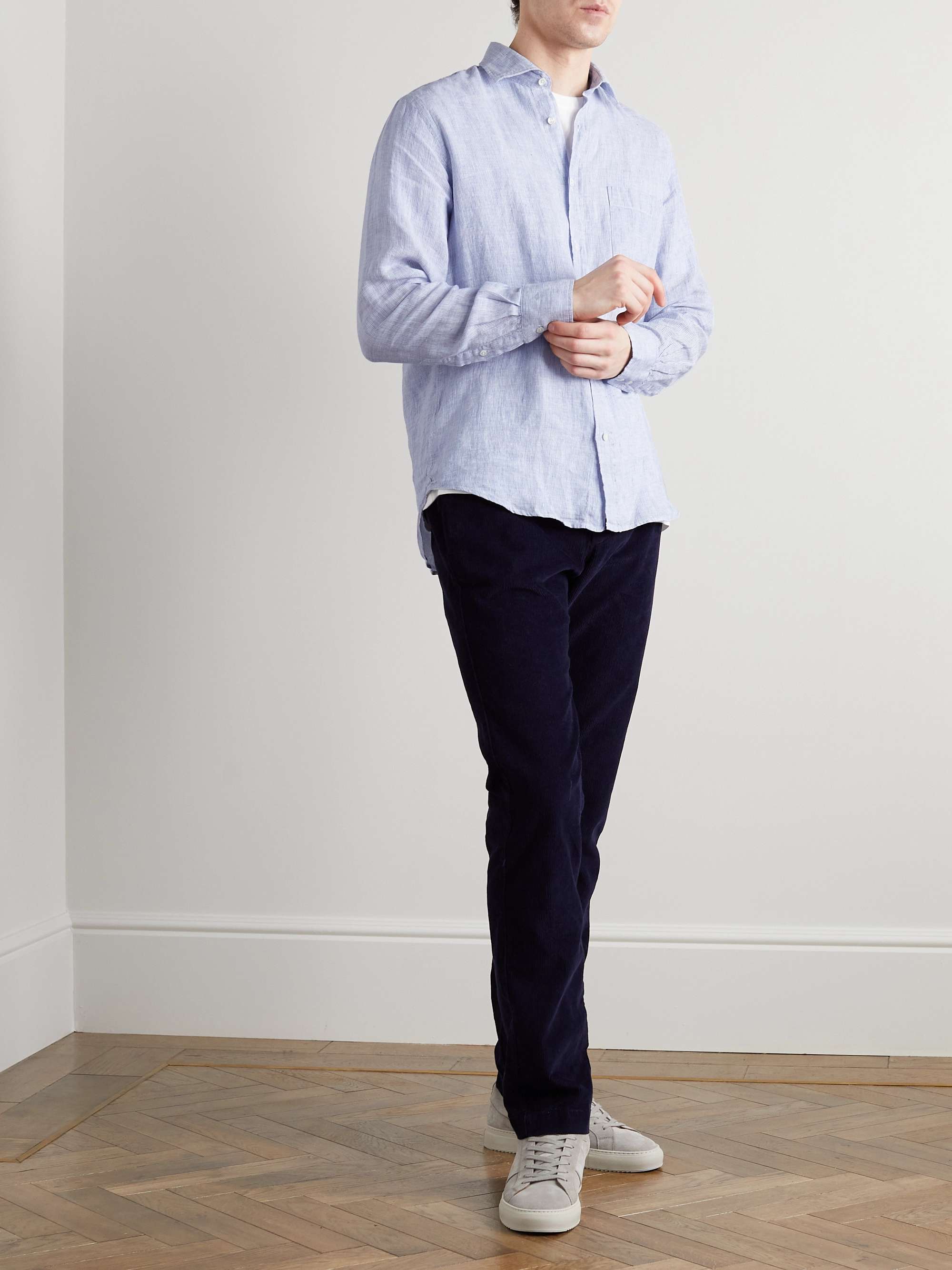 HARTFORD Paul Striped Linen Shirt