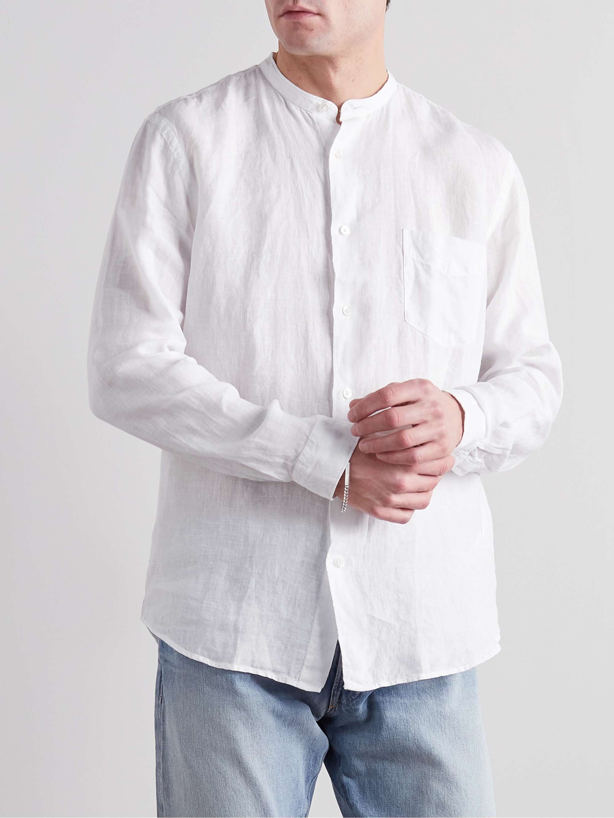 HARTFORD Premium Pat Grandad-Collar Linen Shirt for Men | MR PORTER