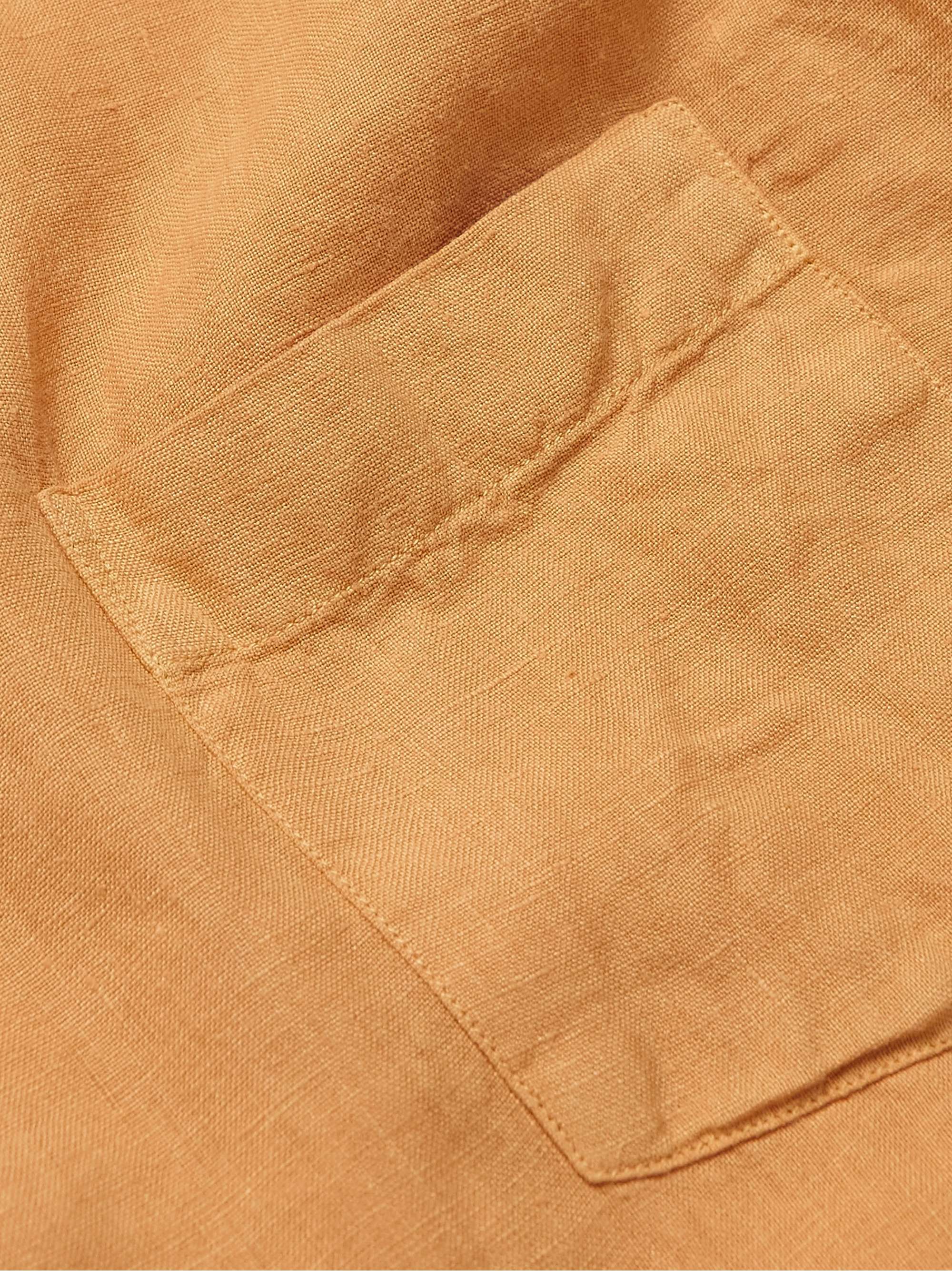 HARTFORD Palm Mc Pat Convertible-Collar Linen Shirt
