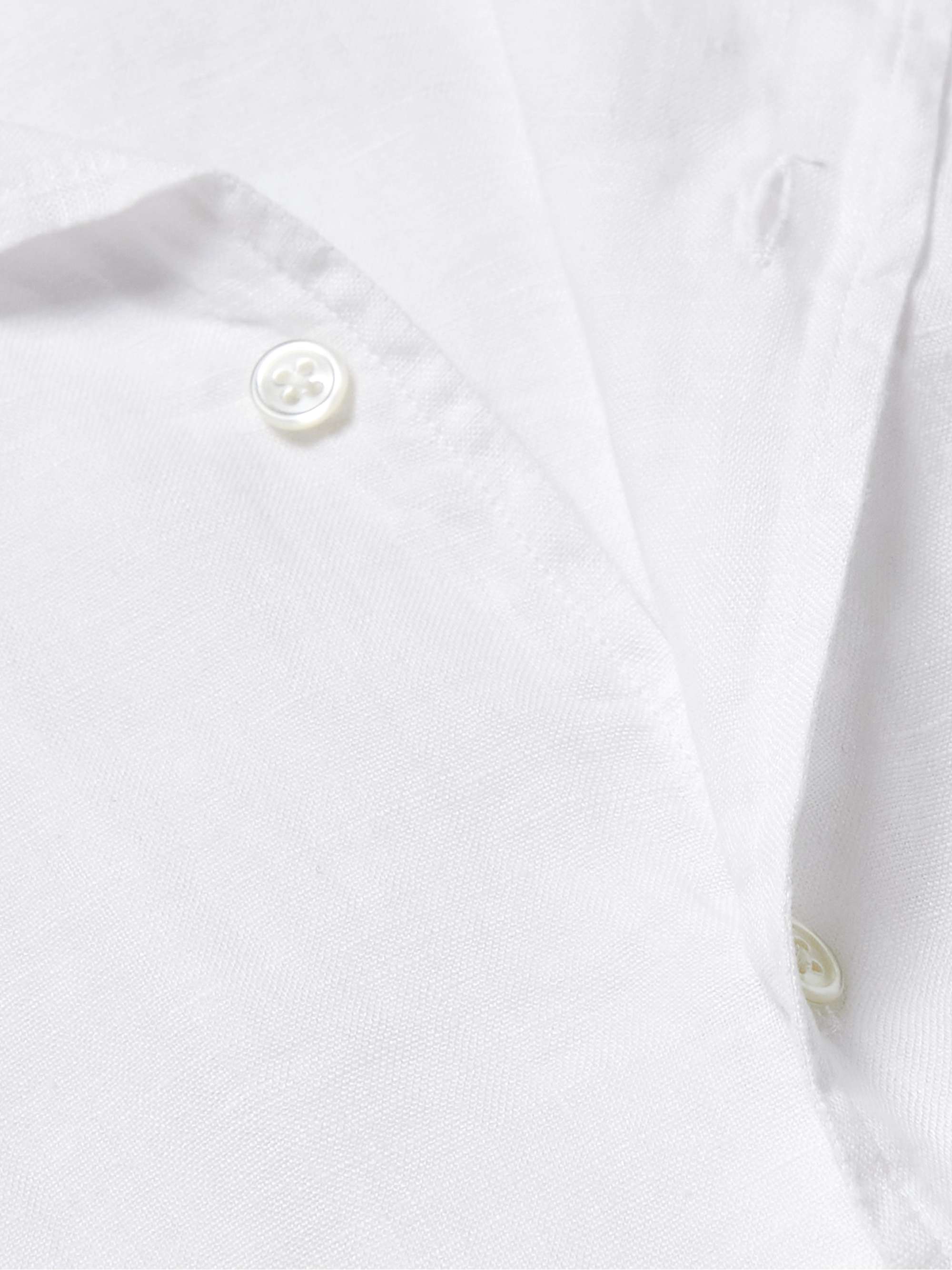 HARTFORD Palm Mc Pat Convertible-Collar Linen Shirt