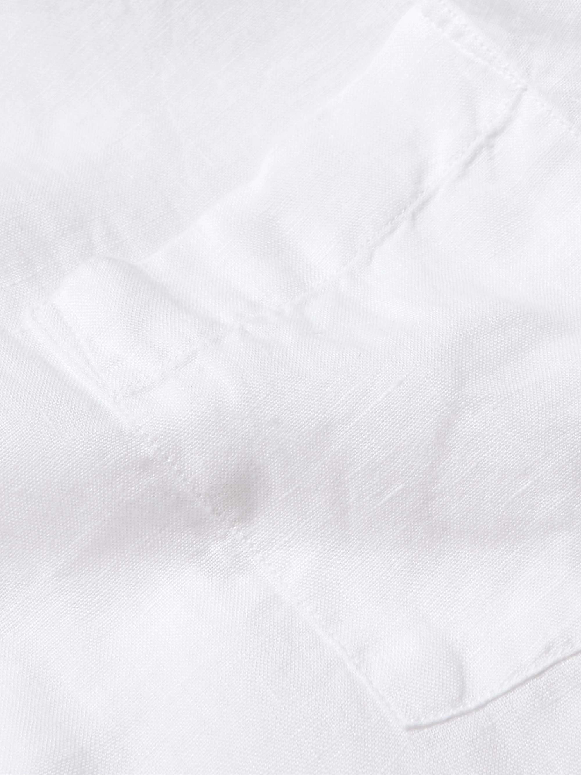 HARTFORD Palm Mc Pat Convertible-Collar Linen Shirt