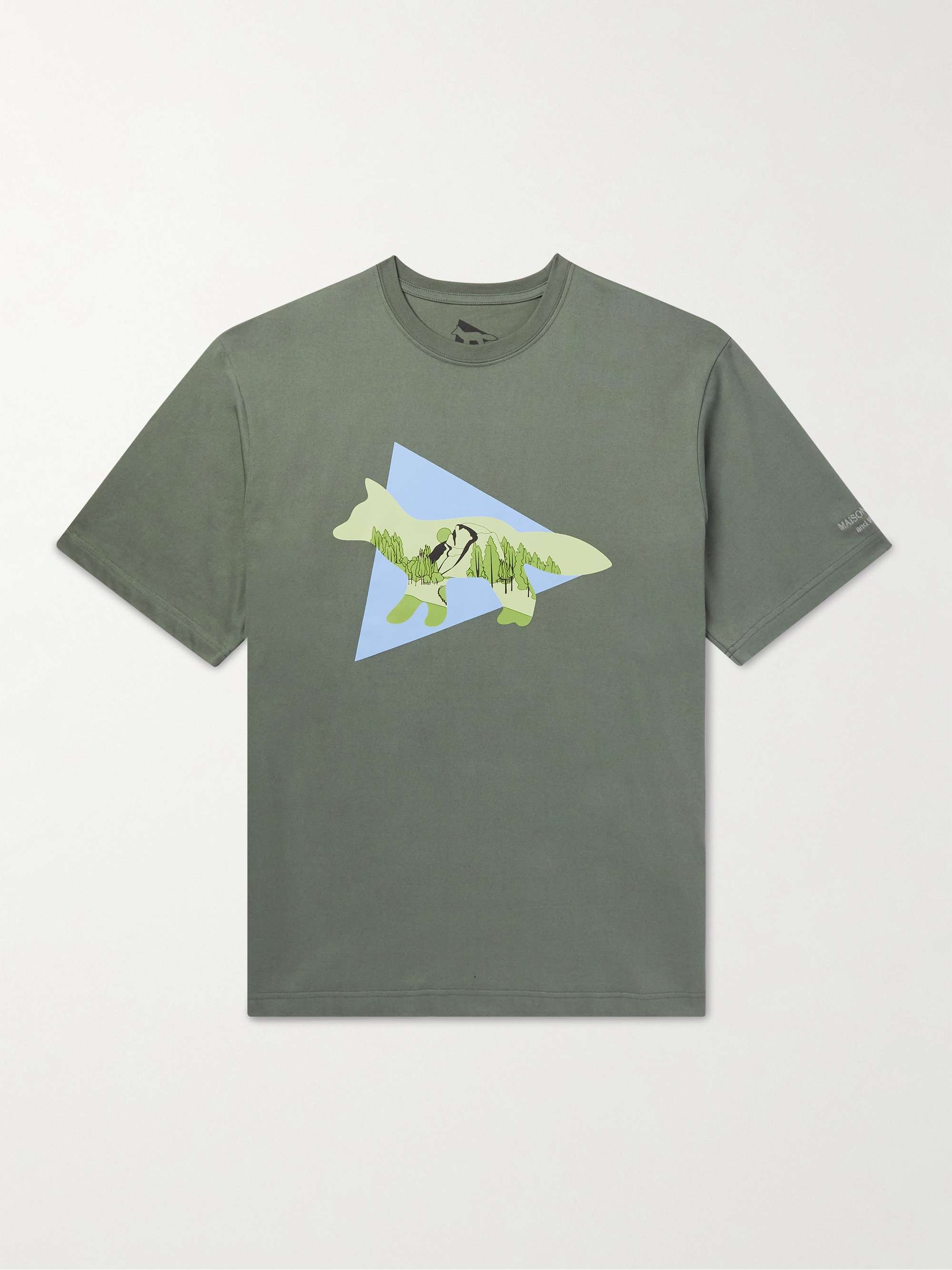 AND WANDER + Maison Kitsuné Logo-Print Jersey T-Shirt