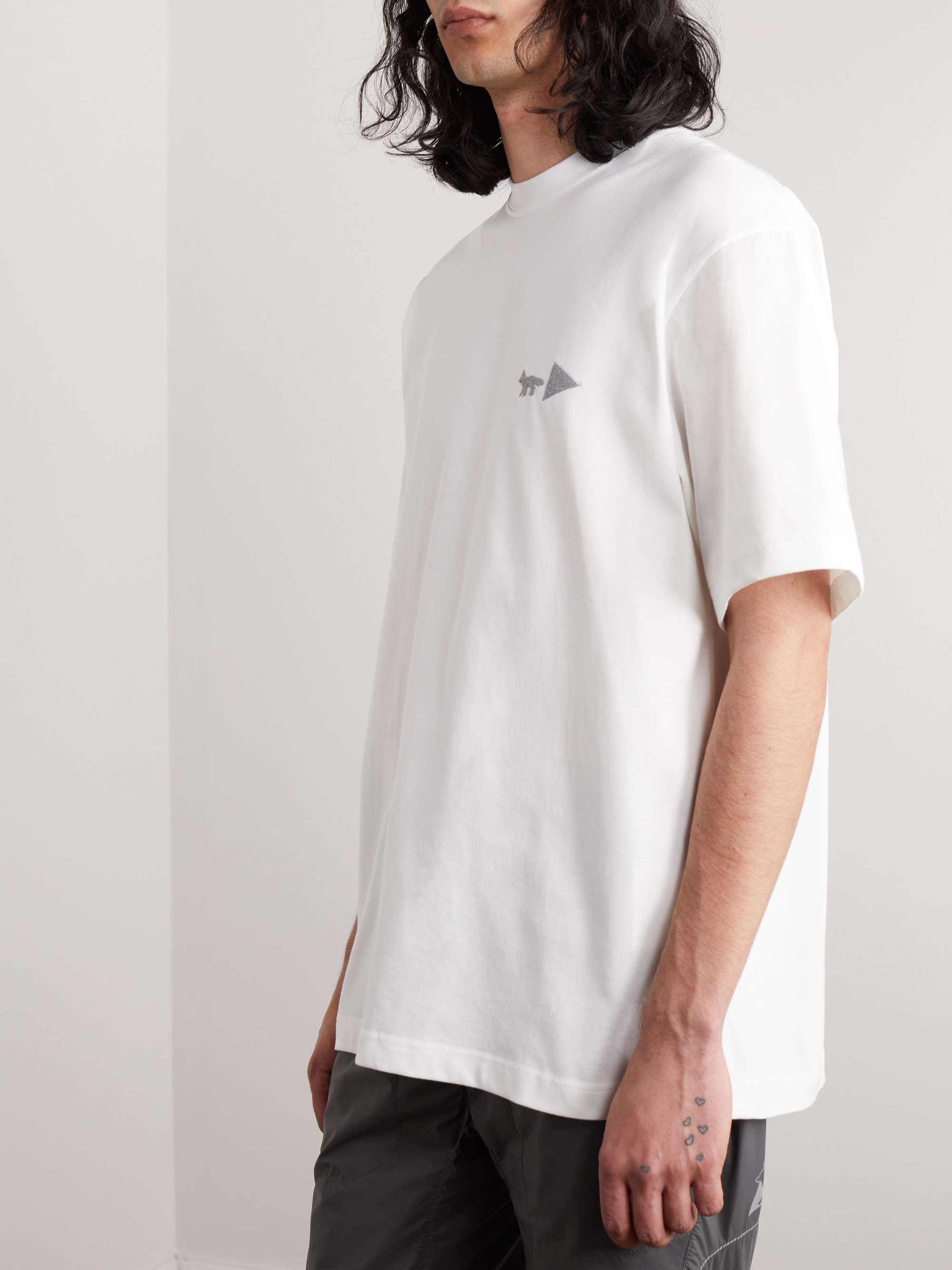 AND WANDER + Maison Kitsuné Logo-Appliquéd Printed Jersey T-Shirt