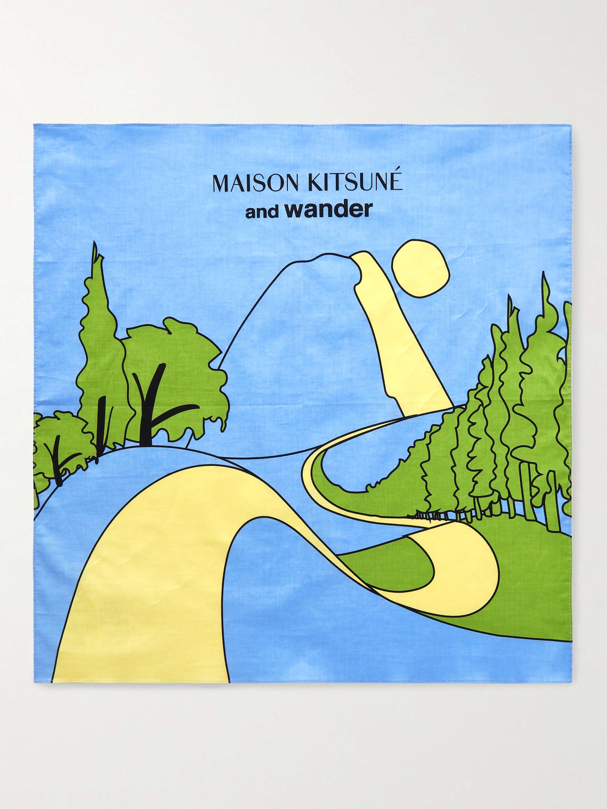 AND WANDER + Maison Kitsuné Printed Cotton Bandana