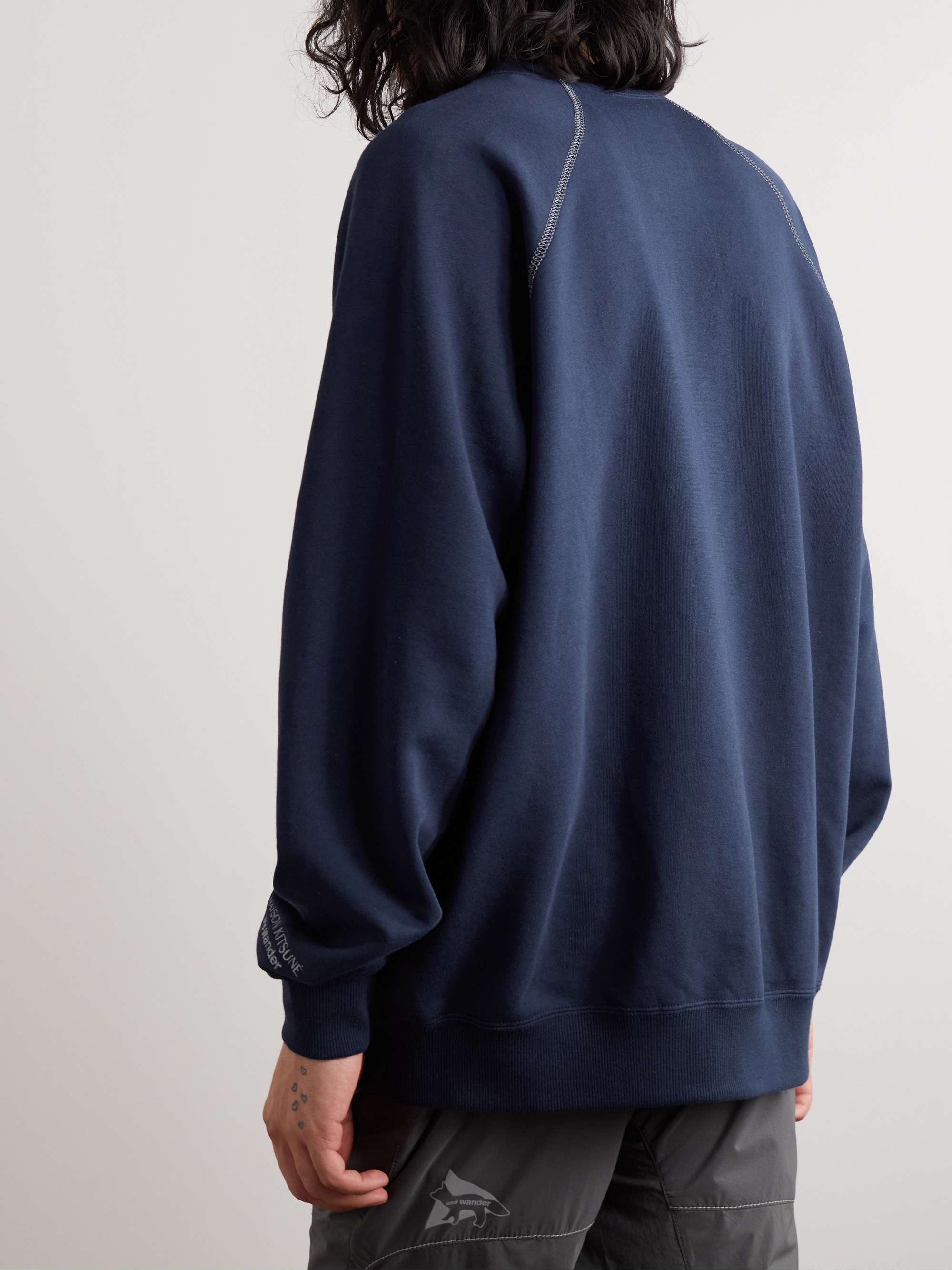 AND WANDER + Maison Kitsuné Logo-Print Cotton-Blend Jersey Sweatshirt