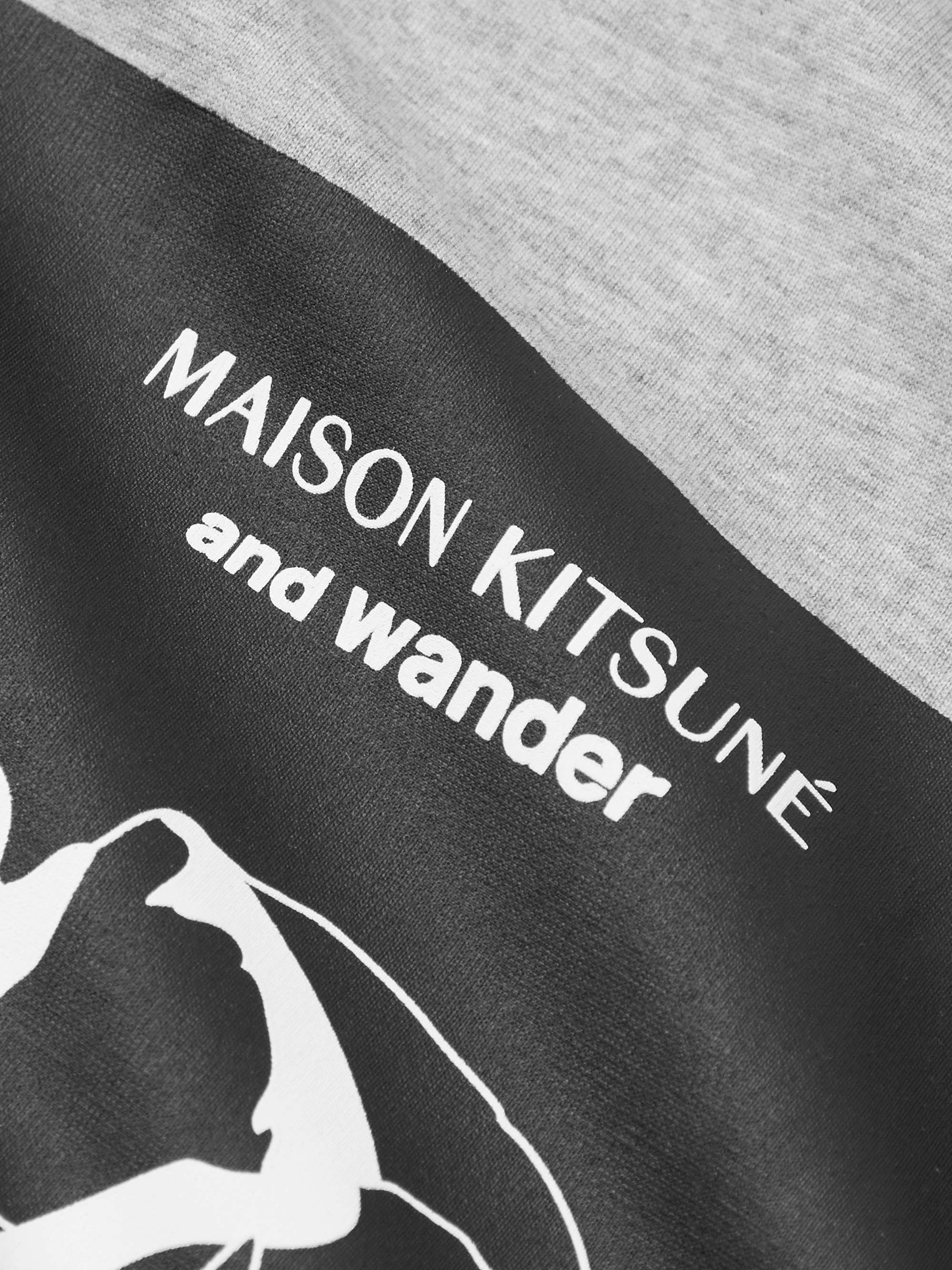 AND WANDER + Maison Kitsuné Logo-Appliquéd Printed Jersey T-Shirt