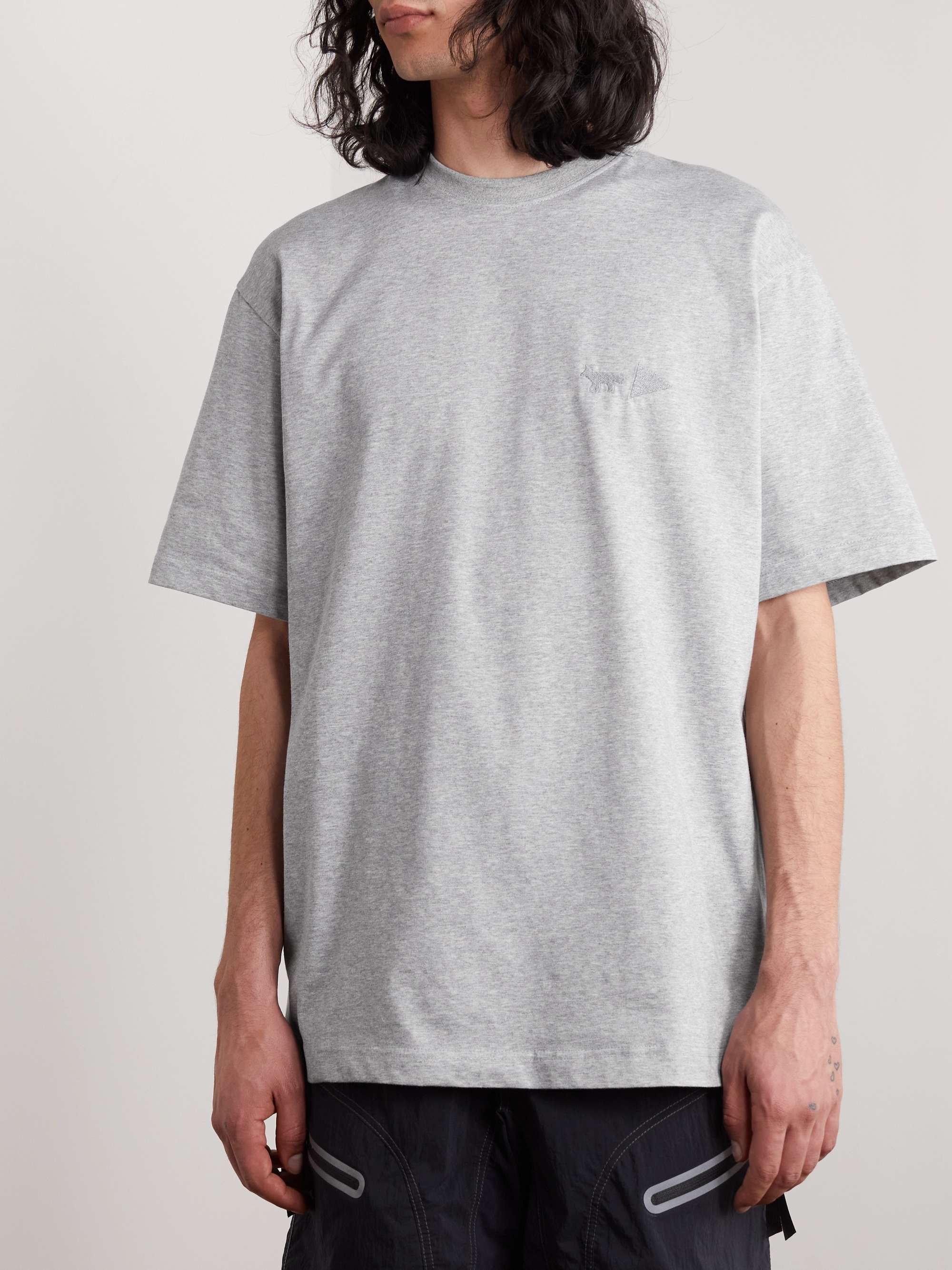 AND WANDER + Maison Kitsuné Logo-Appliquéd Printed Jersey T-Shirt