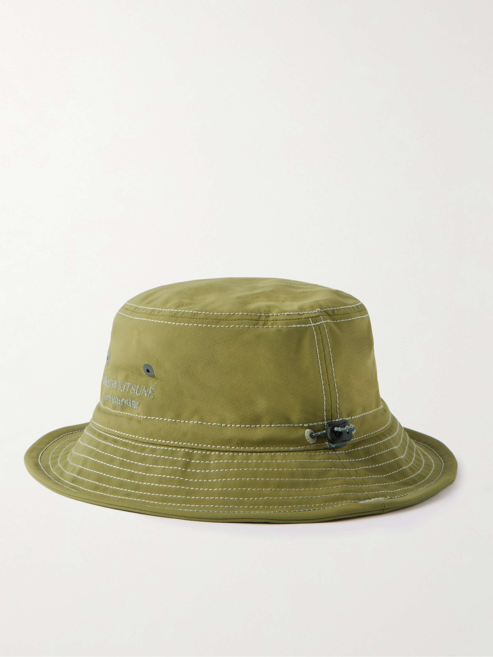 AND WANDER + Maison Kitsuné Logo-Embroidered Nylon Bucket Hat