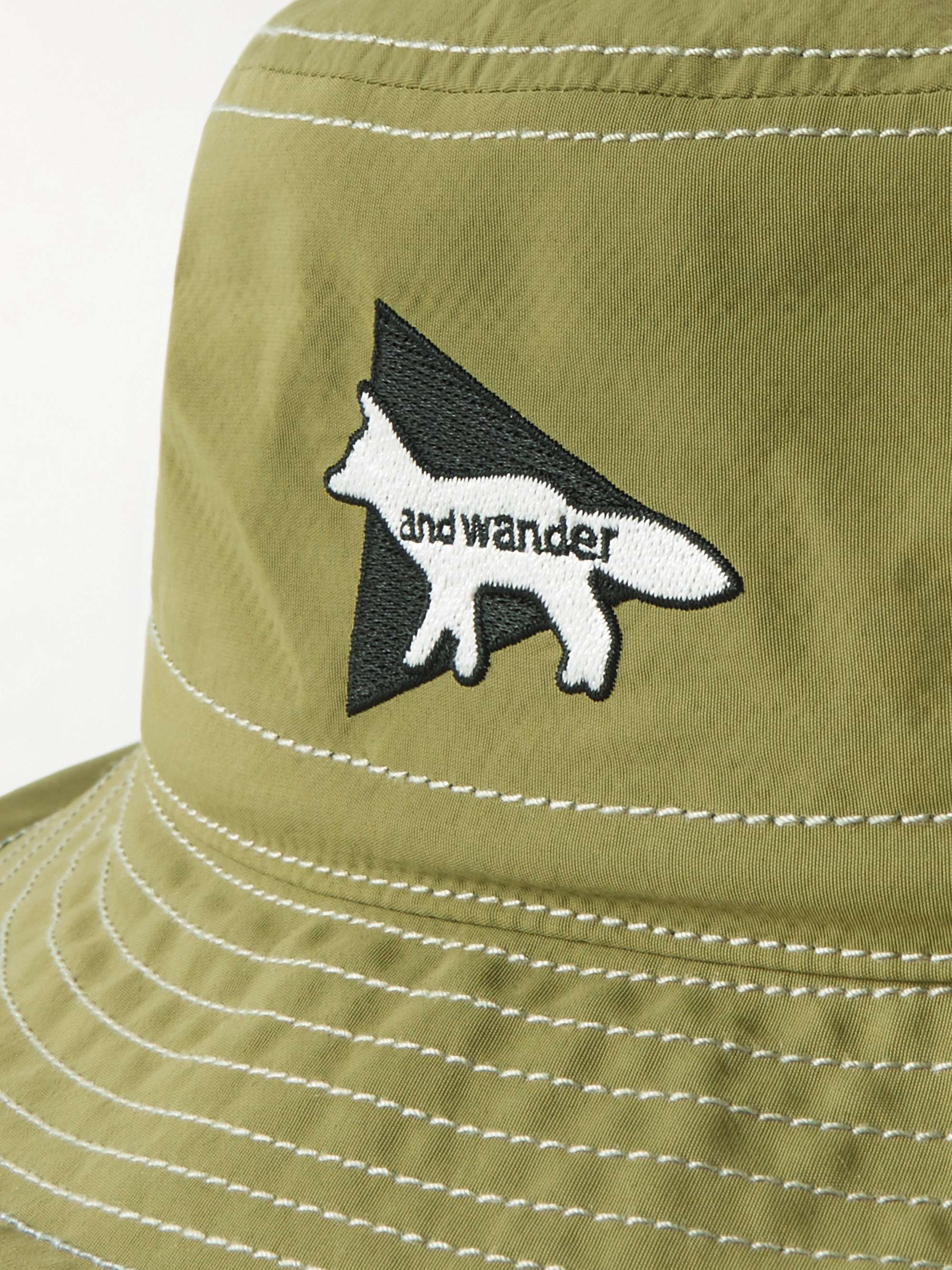 AND WANDER + Maison Kitsuné Logo-Embroidered Nylon Bucket Hat for Men ...