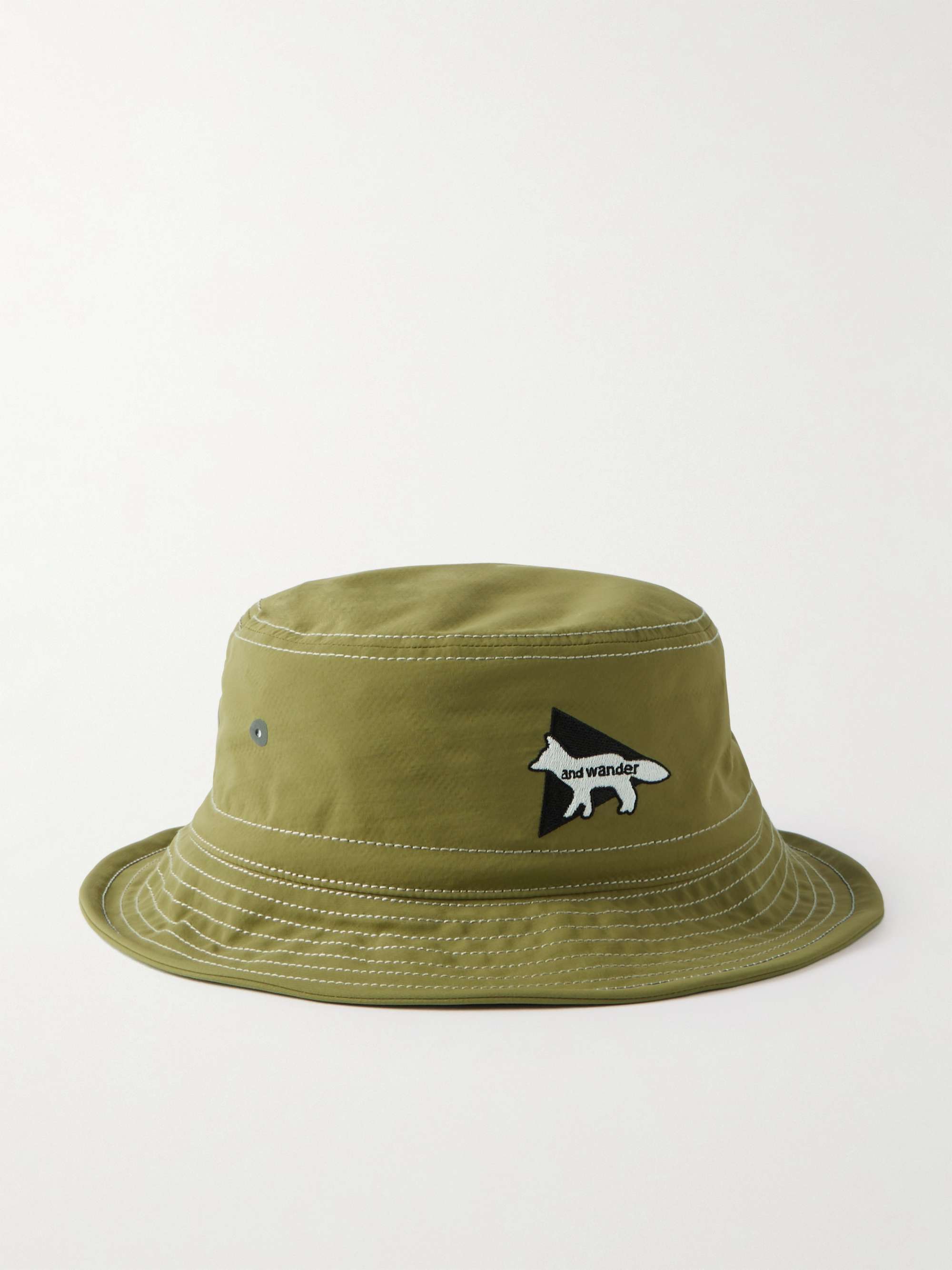 AND WANDER + Maison Kitsuné Logo-Embroidered Nylon Bucket Hat