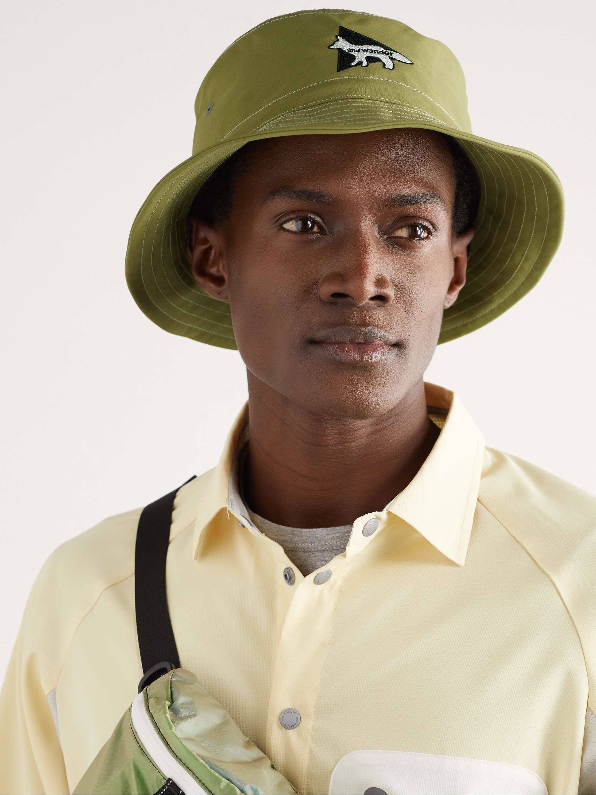 AND WANDER + Maison Kitsuné Logo-Embroidered Nylon Bucket Hat for Men ...