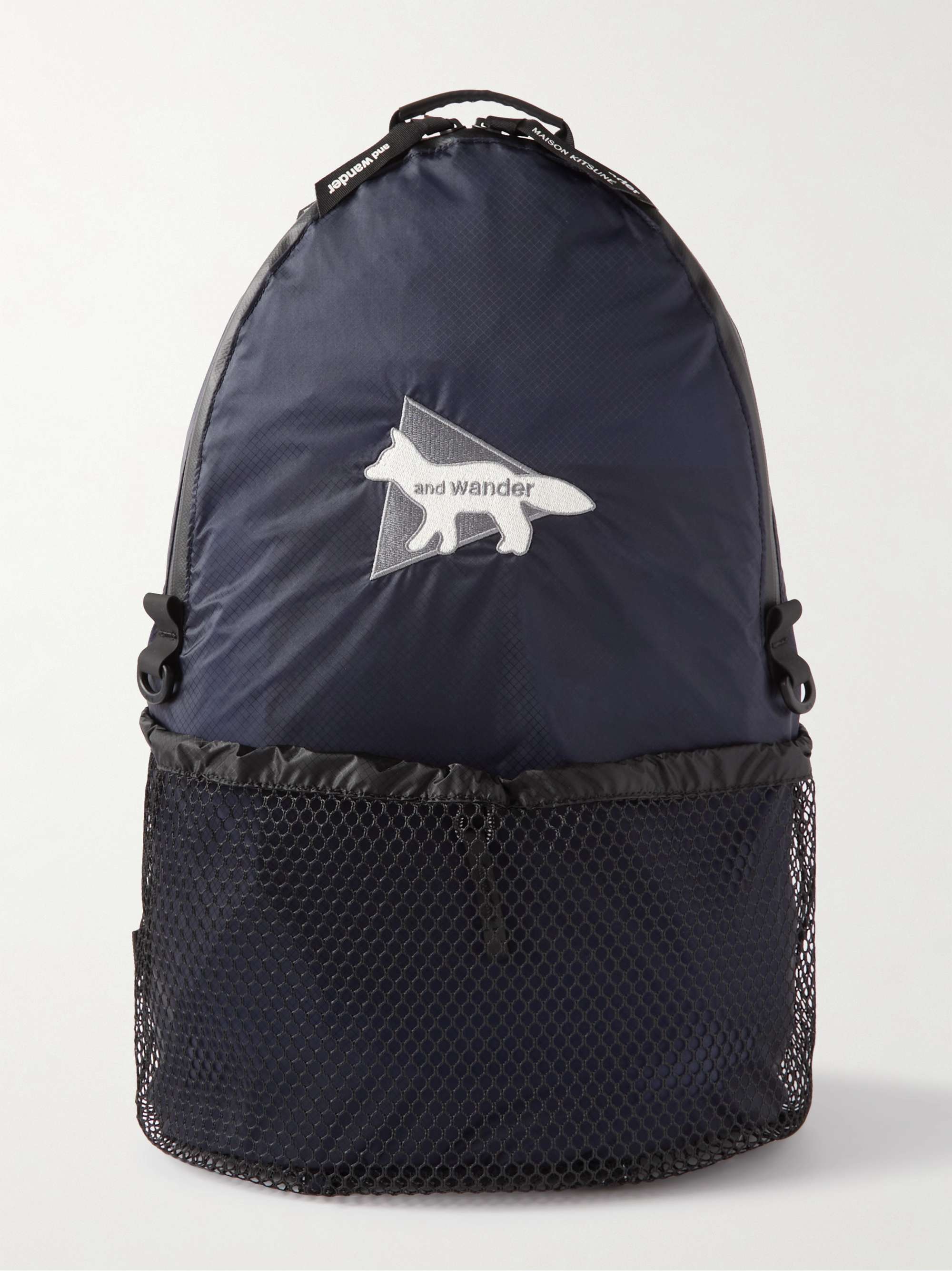 AND WANDER + Maison Kitsuné Rubber-Trimmed Logo-Appliquéd Ripstop Backpack