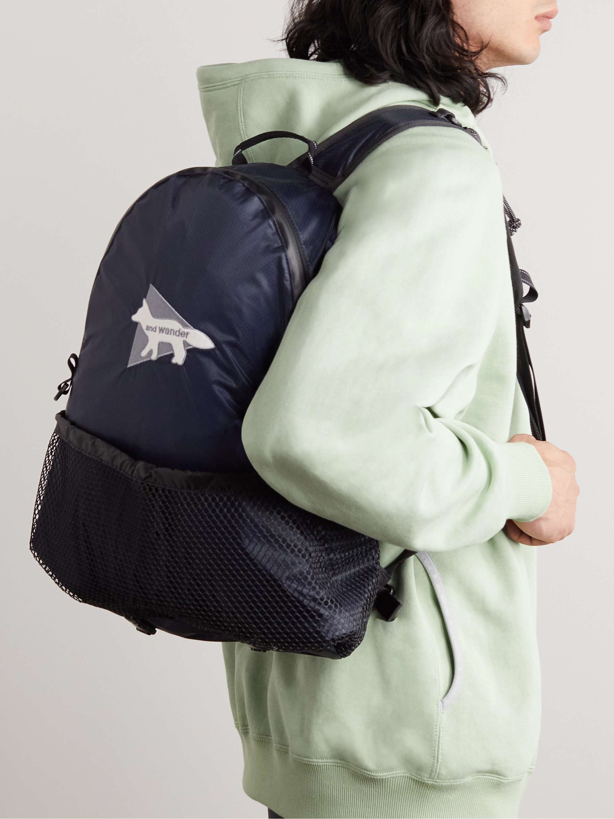 AND WANDER + Maison Kitsuné Rubber-Trimmed Logo-Appliquéd Ripstop Backpack