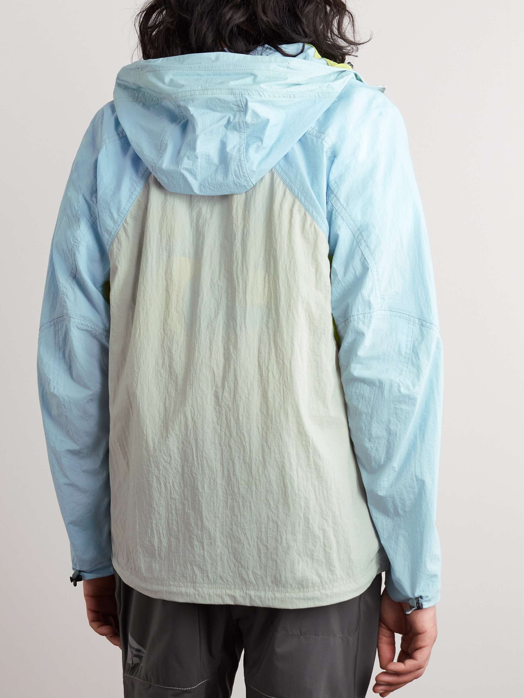 AND WANDER + Maison Kitsuné Colour-Block Shell Hooded Jacket