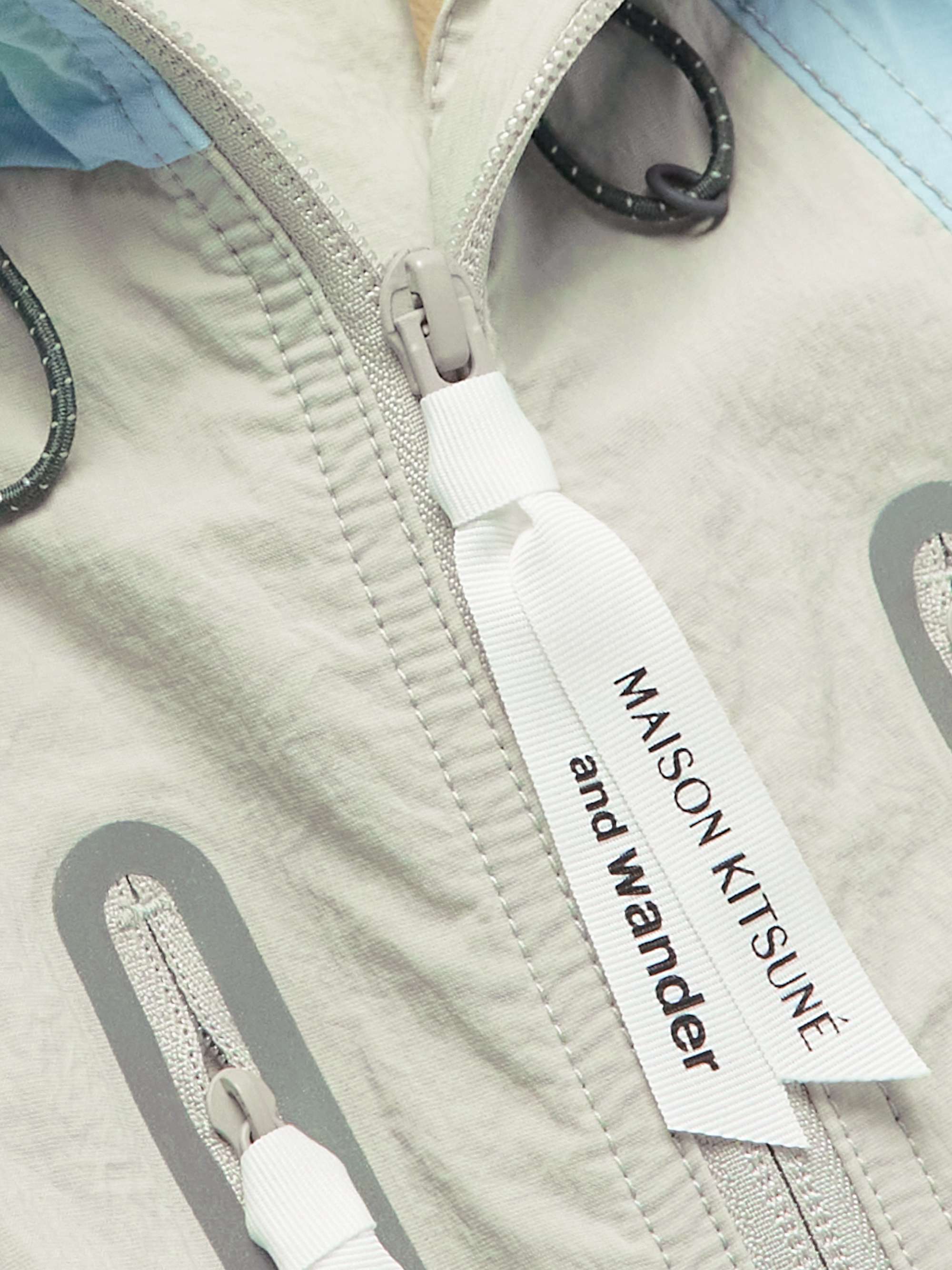 AND WANDER + Maison Kitsuné Colour-Block Shell Hooded Jacket