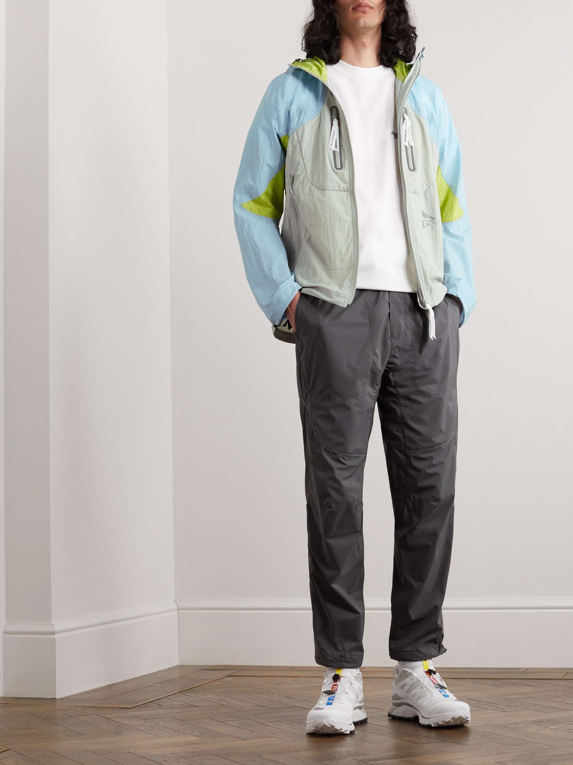 AND WANDER + Maison Kitsuné Colour-Block Shell Hooded Jacket for