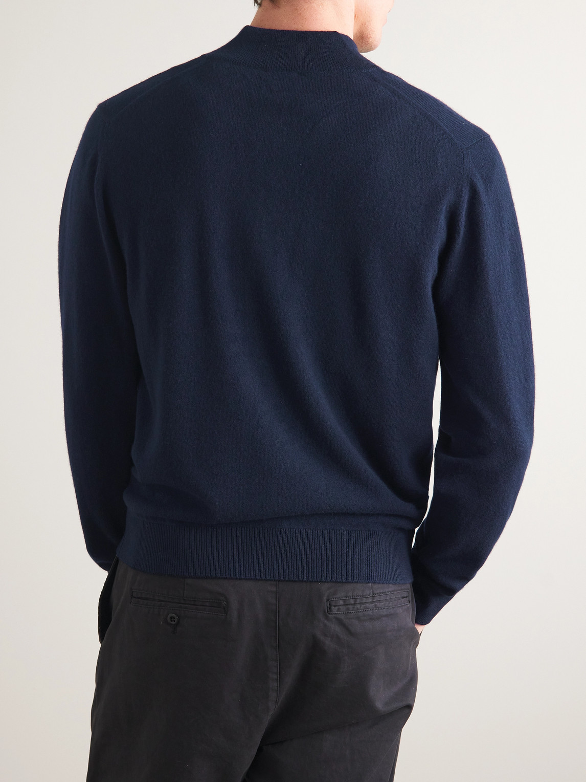 Shop Sunspel Cashmere Half-zip Sweater In Blue