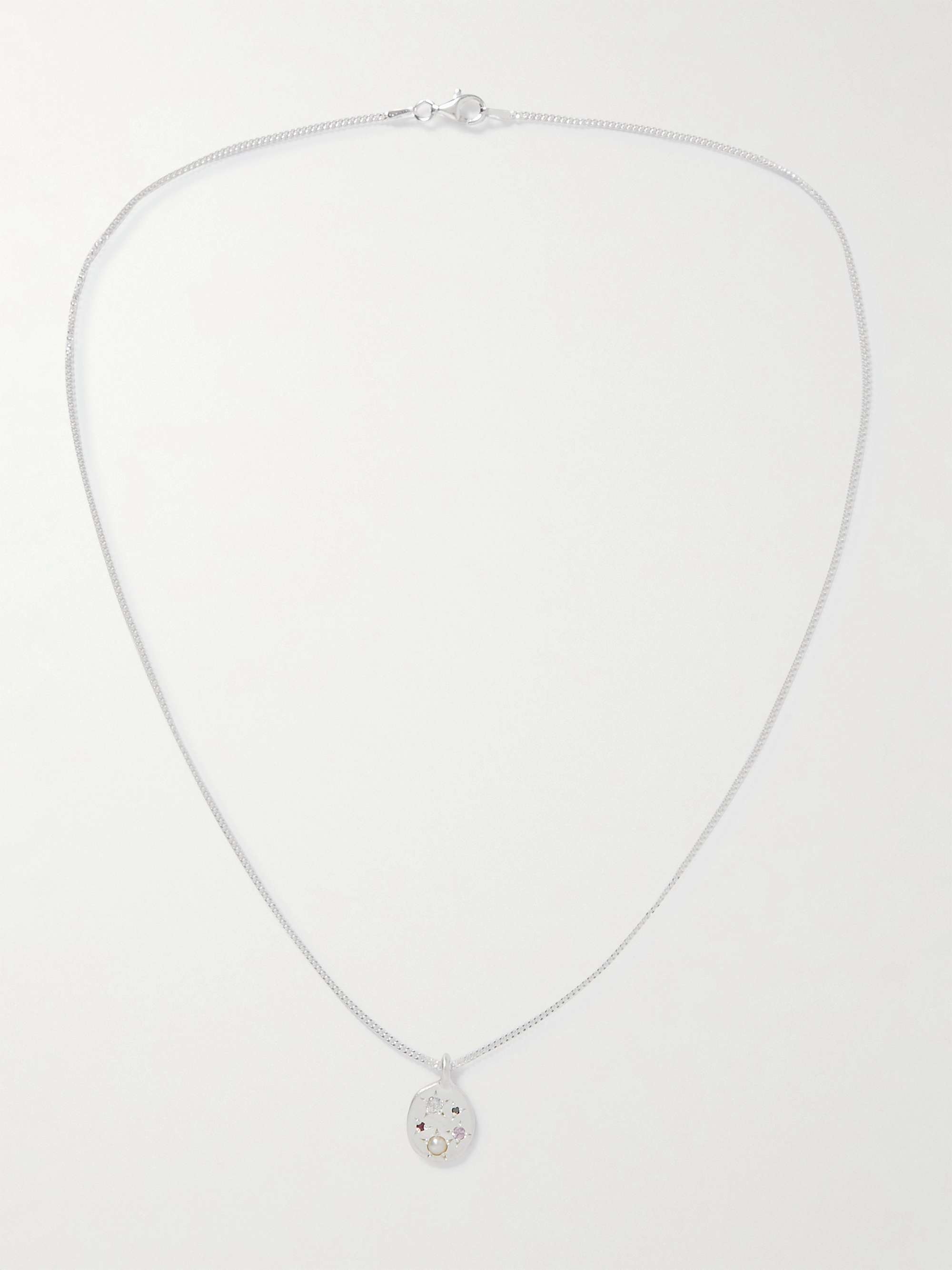 SEB BROWN Neapolitan Floss Sterling Silver Multi-Stone Pendant Necklace