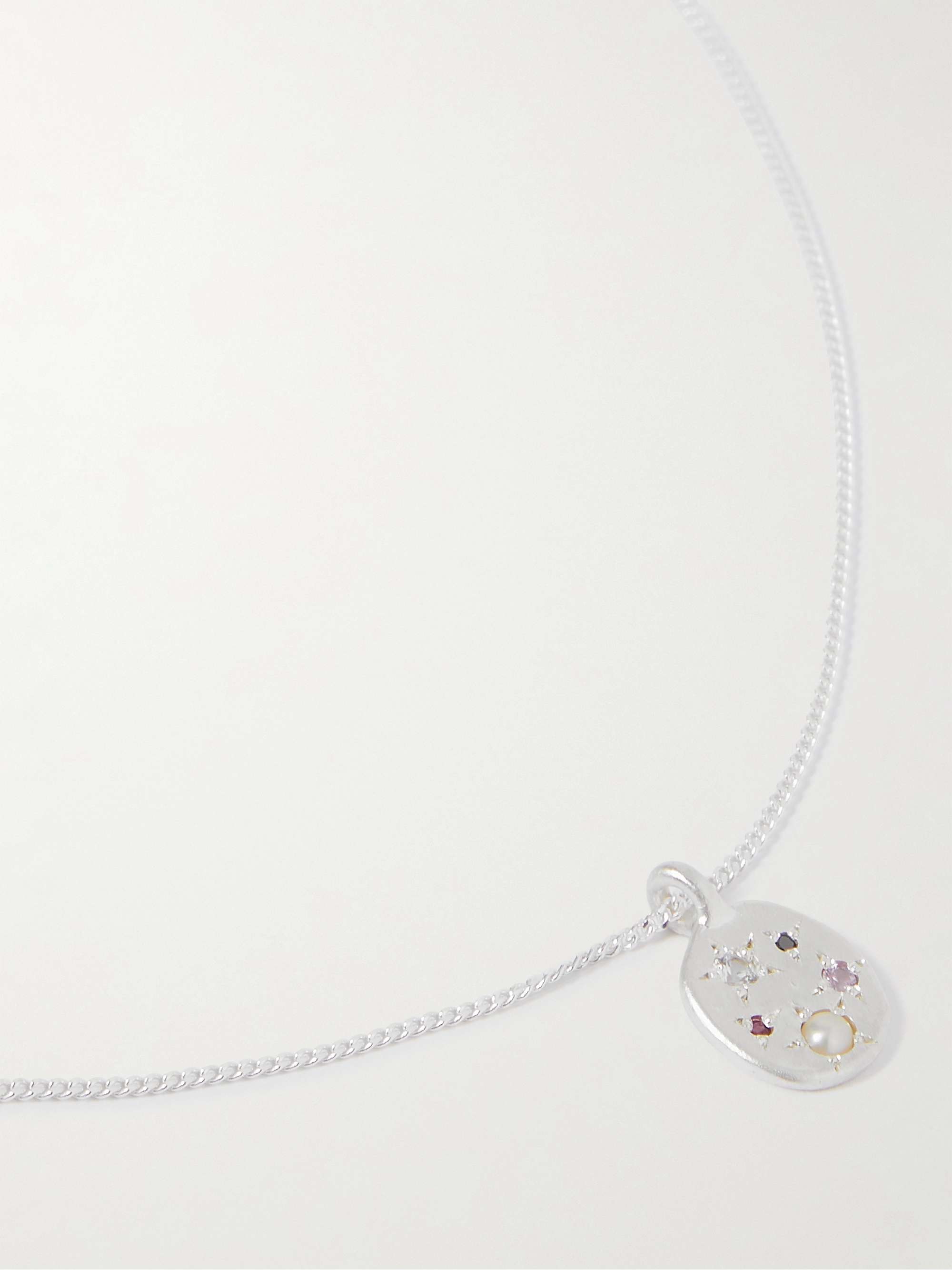 SEB BROWN Neapolitan Floss Sterling Silver Multi-Stone Pendant Necklace