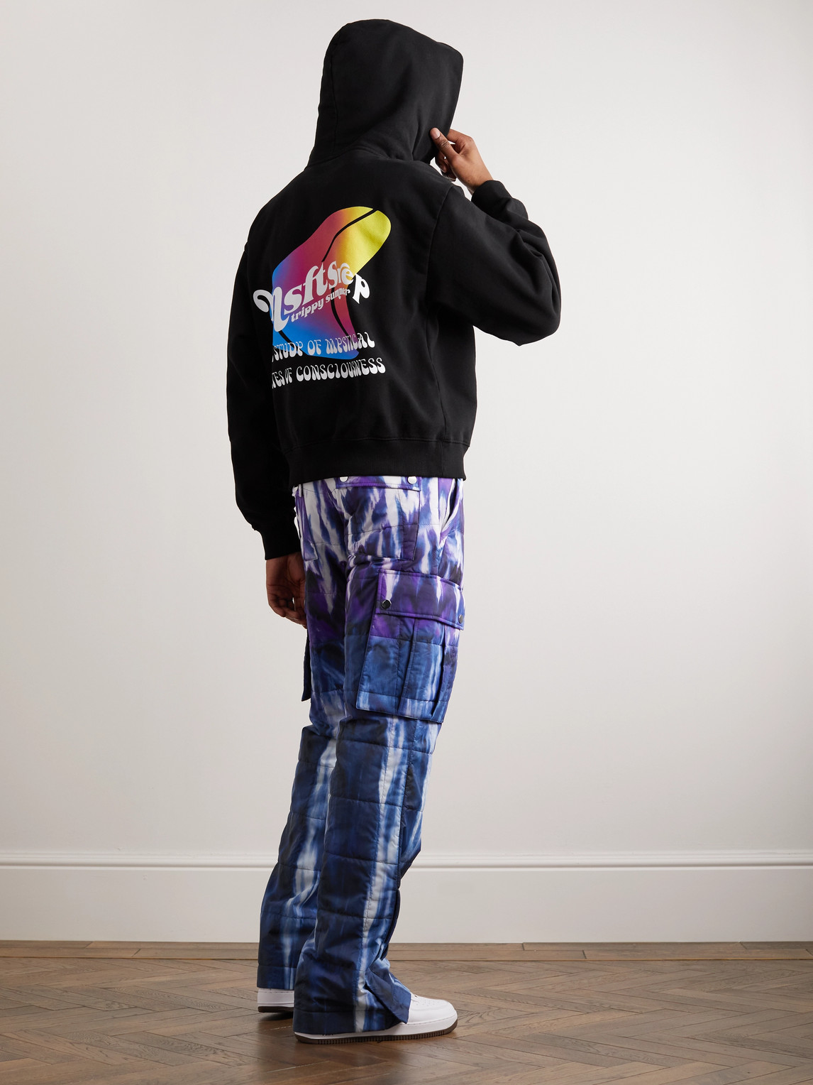 Trippy Summer Print Cotton Hoodie In Black