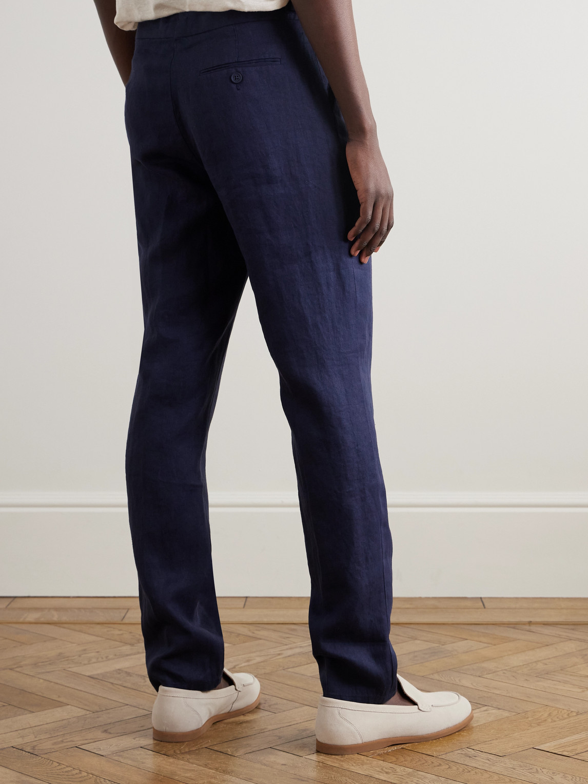 Shop Orlebar Brown Griffon Slim-fit Linen Trousers In Blue