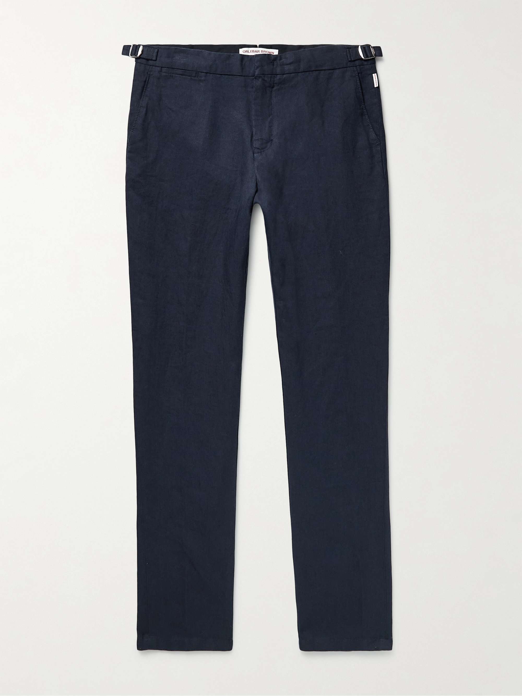 Mens slim deals fit linen trousers