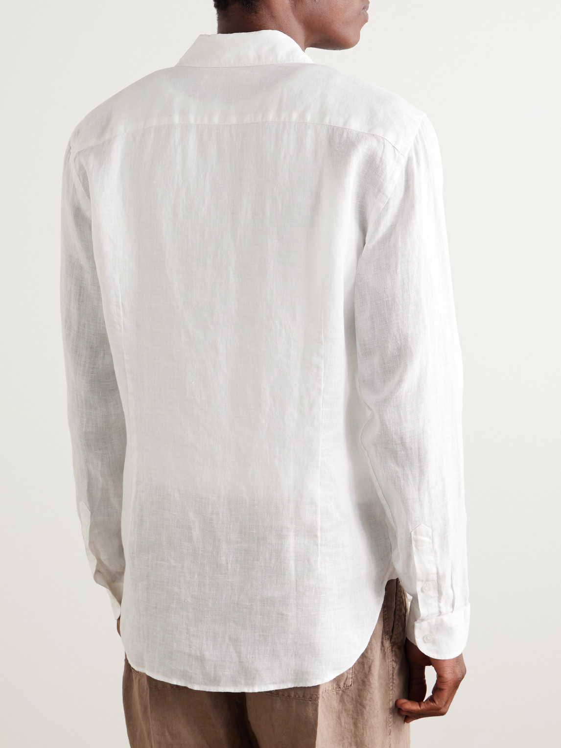 Orlebar Brown Giles Linen Textured Tailored Fit Button Down Shirt In White