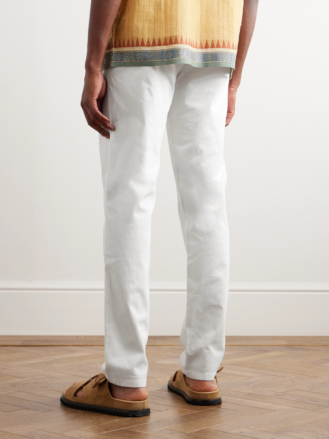 Shop Orlebar Brown Fallon Straight-leg Cotton-blend Twill Trousers In Neutrals