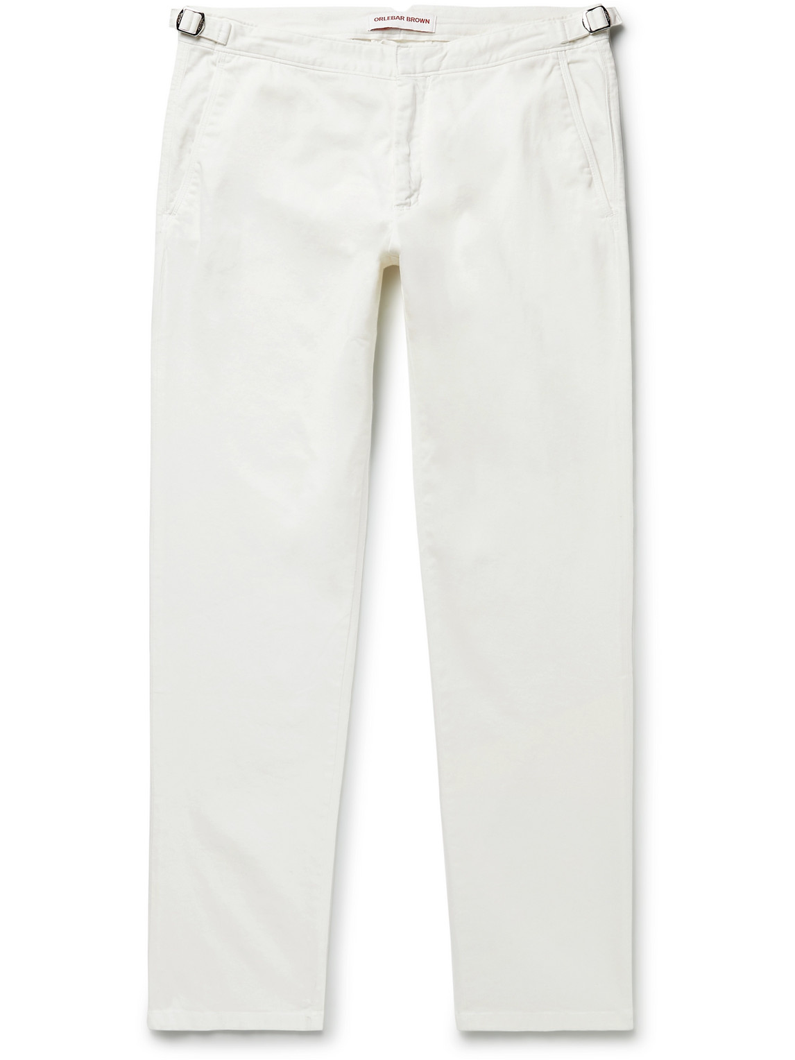 Shop Orlebar Brown Fallon Straight-leg Cotton-blend Twill Trousers In Neutrals