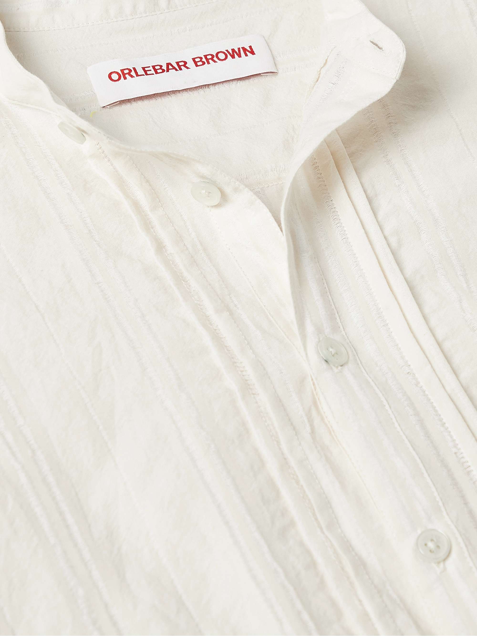 ORLEBAR BROWN Hemlock Grandad-Collar Cotton-Voile Half-Placket Shirt