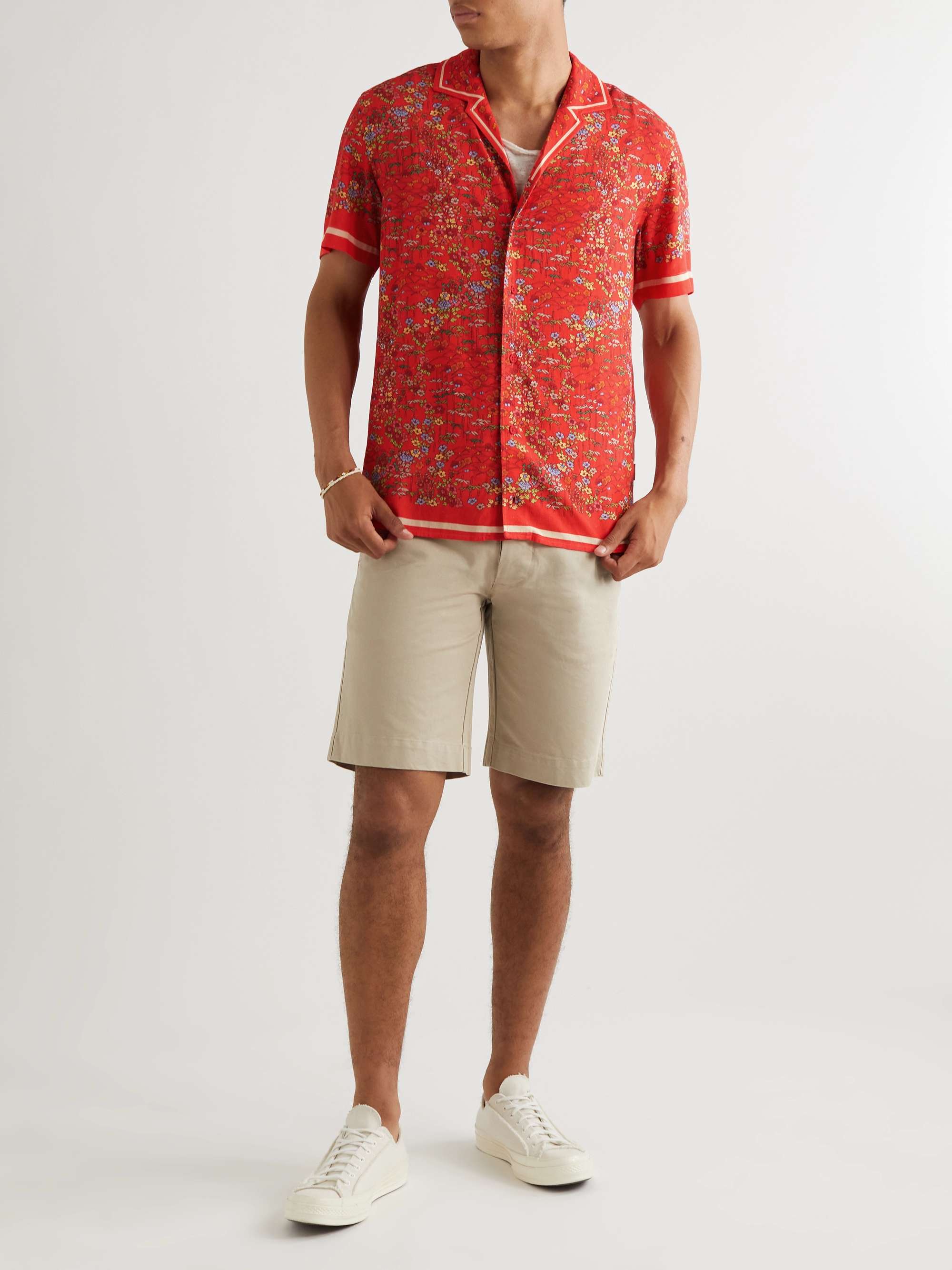 ORLEBAR BROWN Hibbert Camp-Collar Floral-Print Voile Shirt