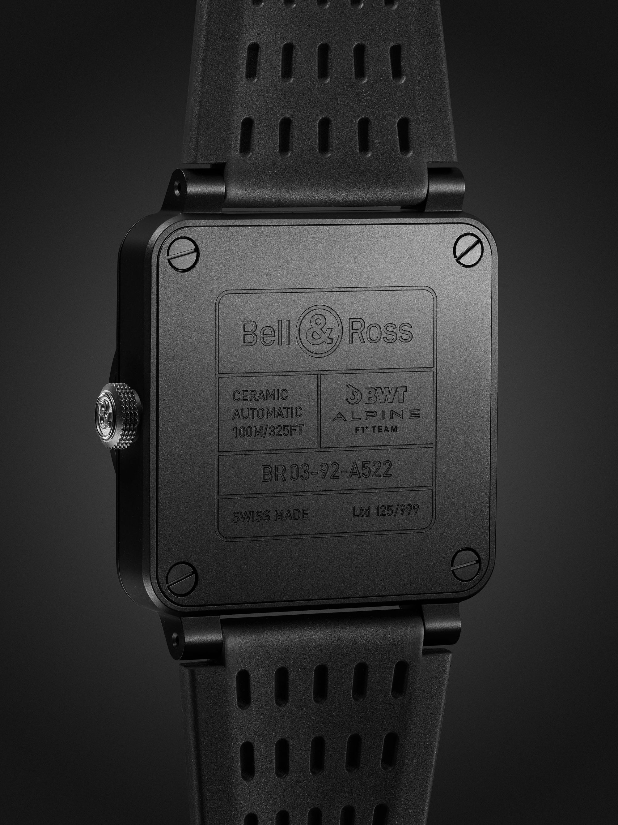 BELL & ROSS BR 03-92 A522 Limited Edition Automatic 42mm Ceramic and Rubber Watch, Ref. No.BR0392-A522-CE/SRB