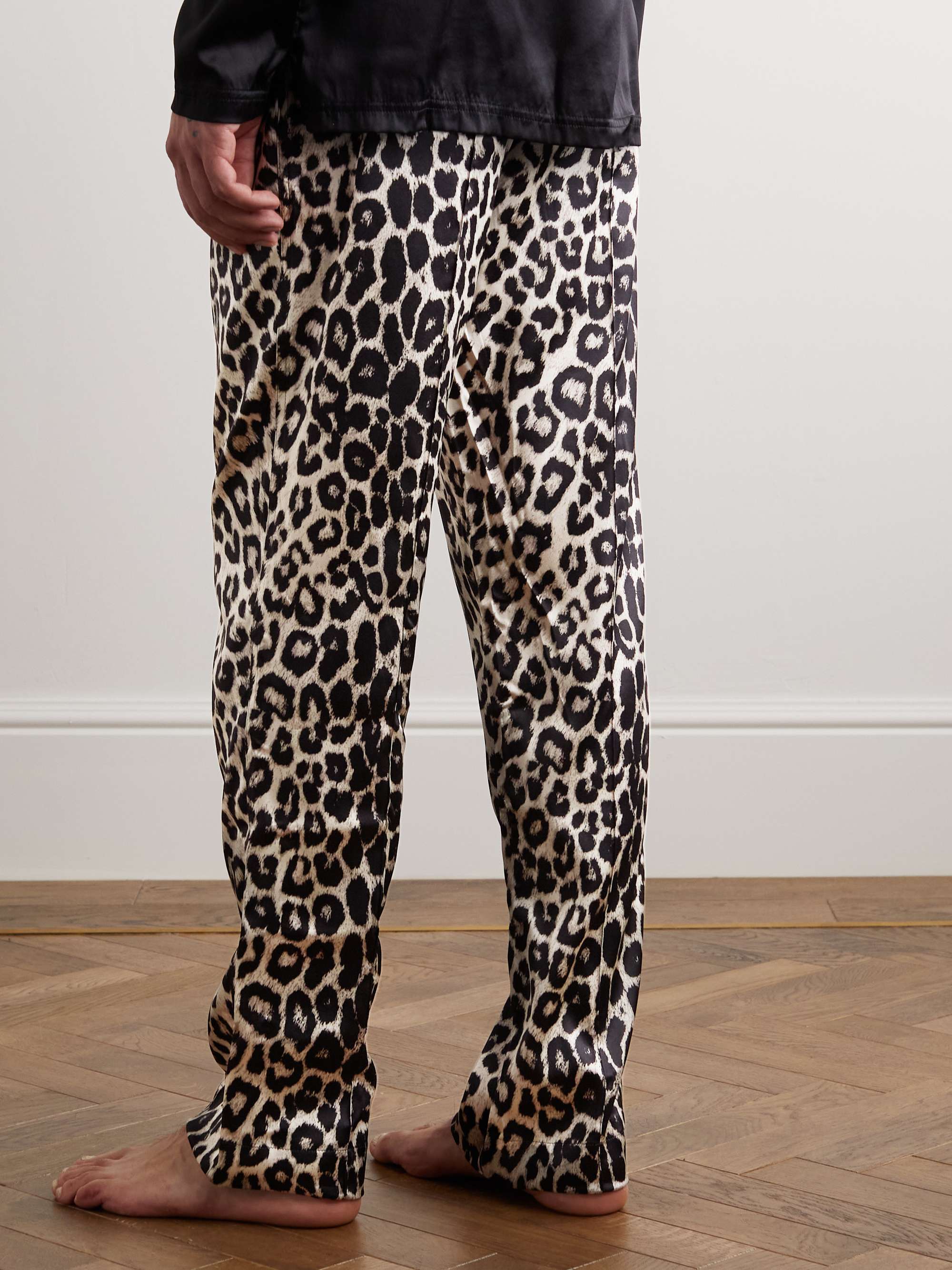 TOM FORD Leopard-Print Velvet-Trimmed Silk-Blend Pyjama Trousers