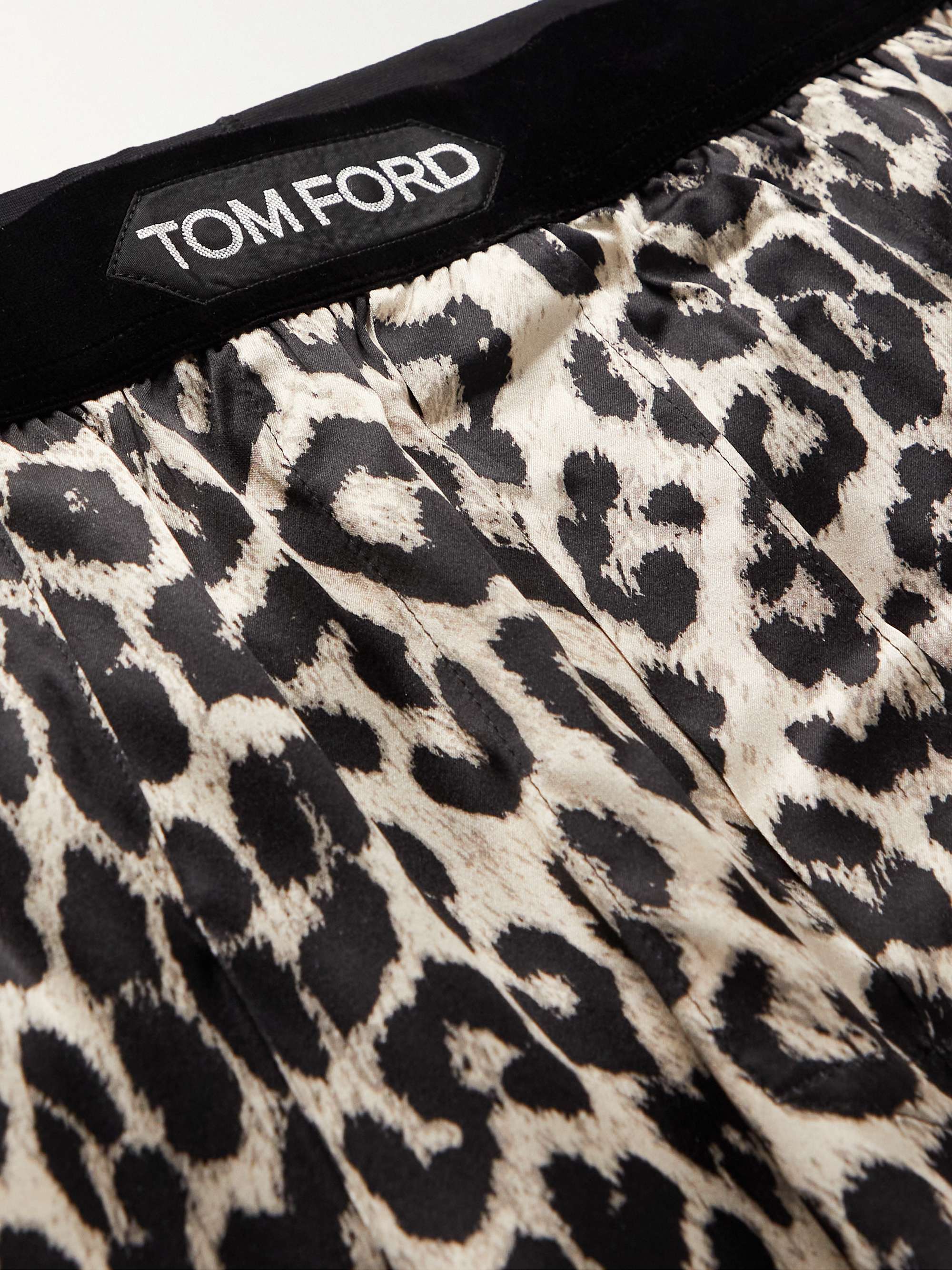 TOM FORD Leopard-Print Velvet-Trimmed Silk-Blend Pyjama Trousers