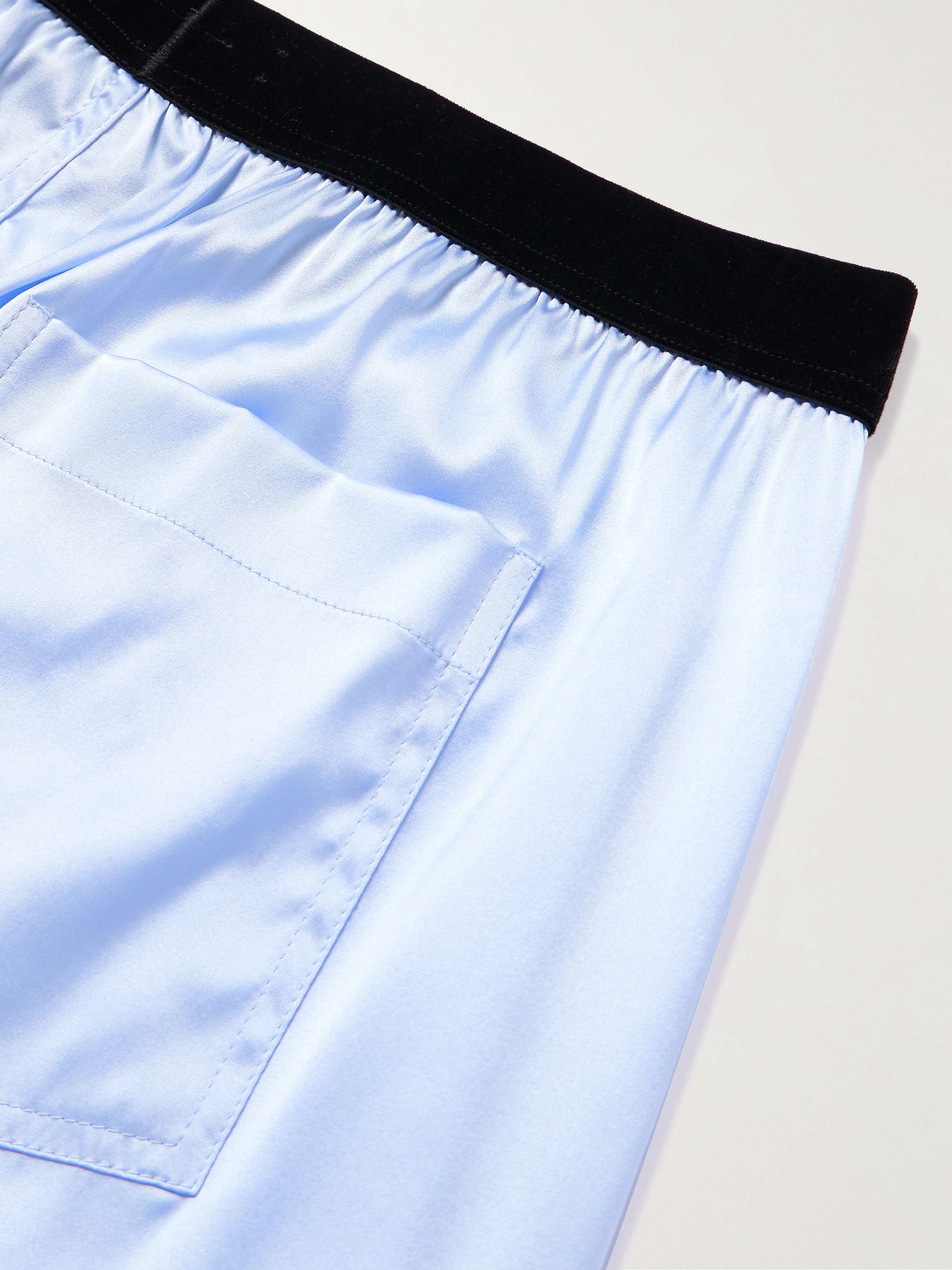 TOM FORD Velvet-Trimmed Stretch-Silk Satin Pyjama Trousers