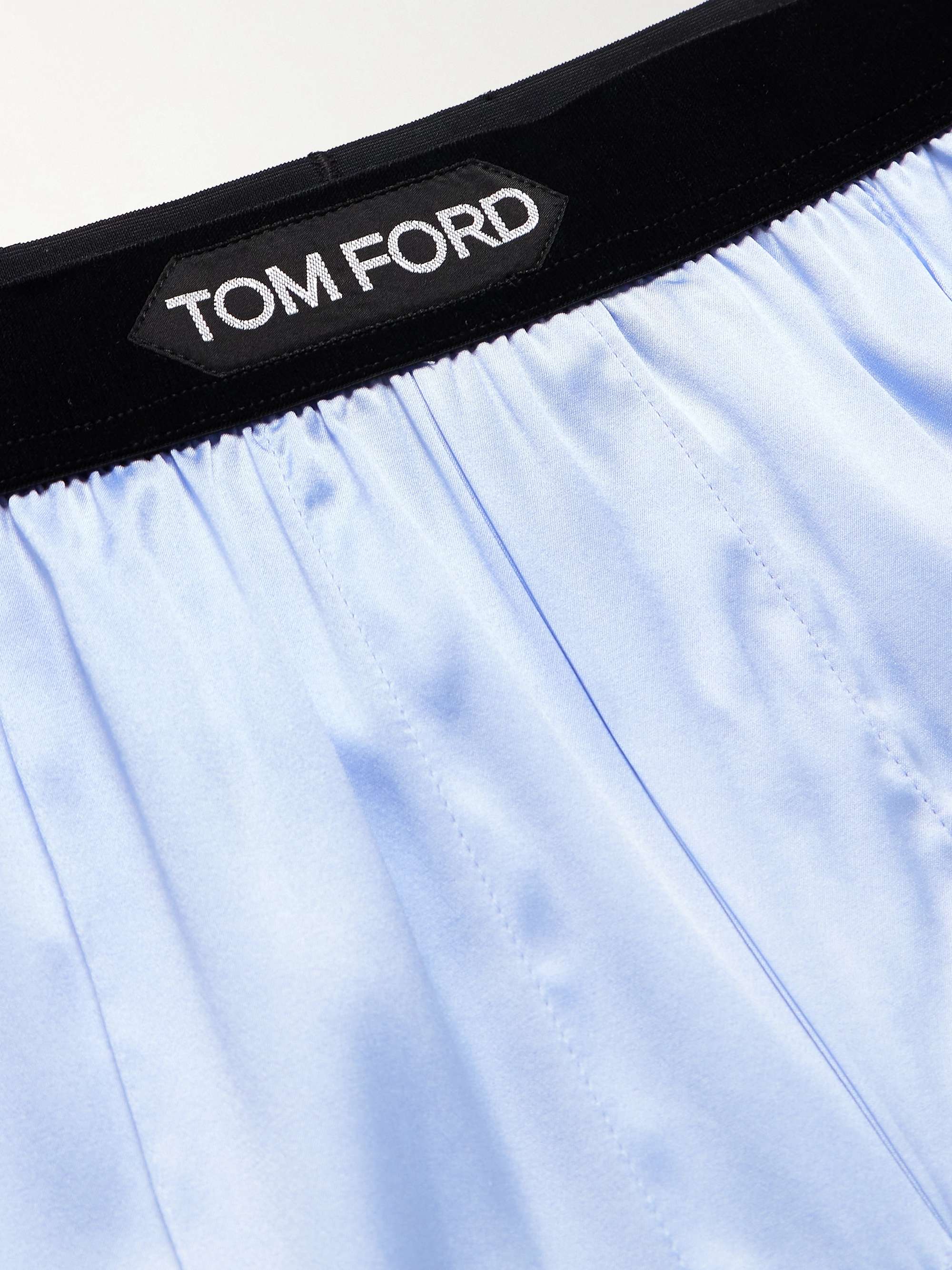 TOM FORD Velvet-Trimmed Stretch-Silk Satin Pyjama Trousers