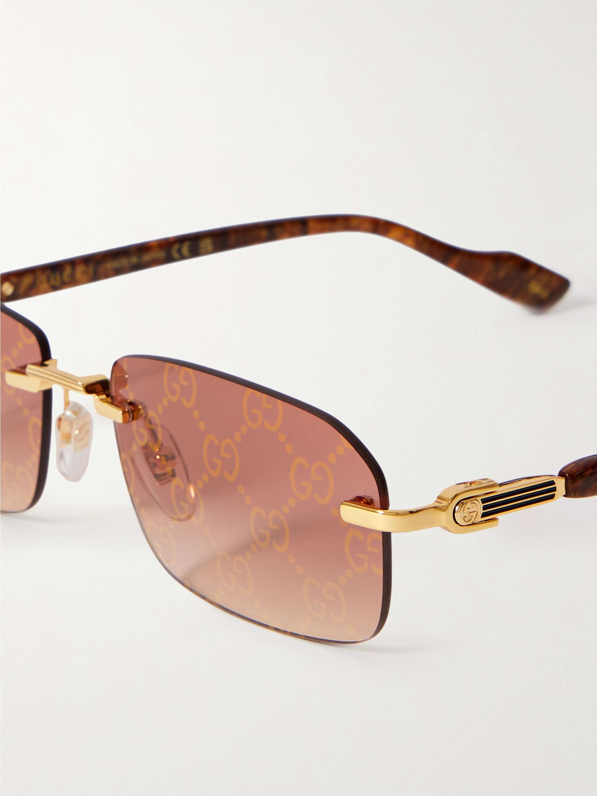 Gucci Eyewear Rimless rectangle-frame Sunglasses - Brown