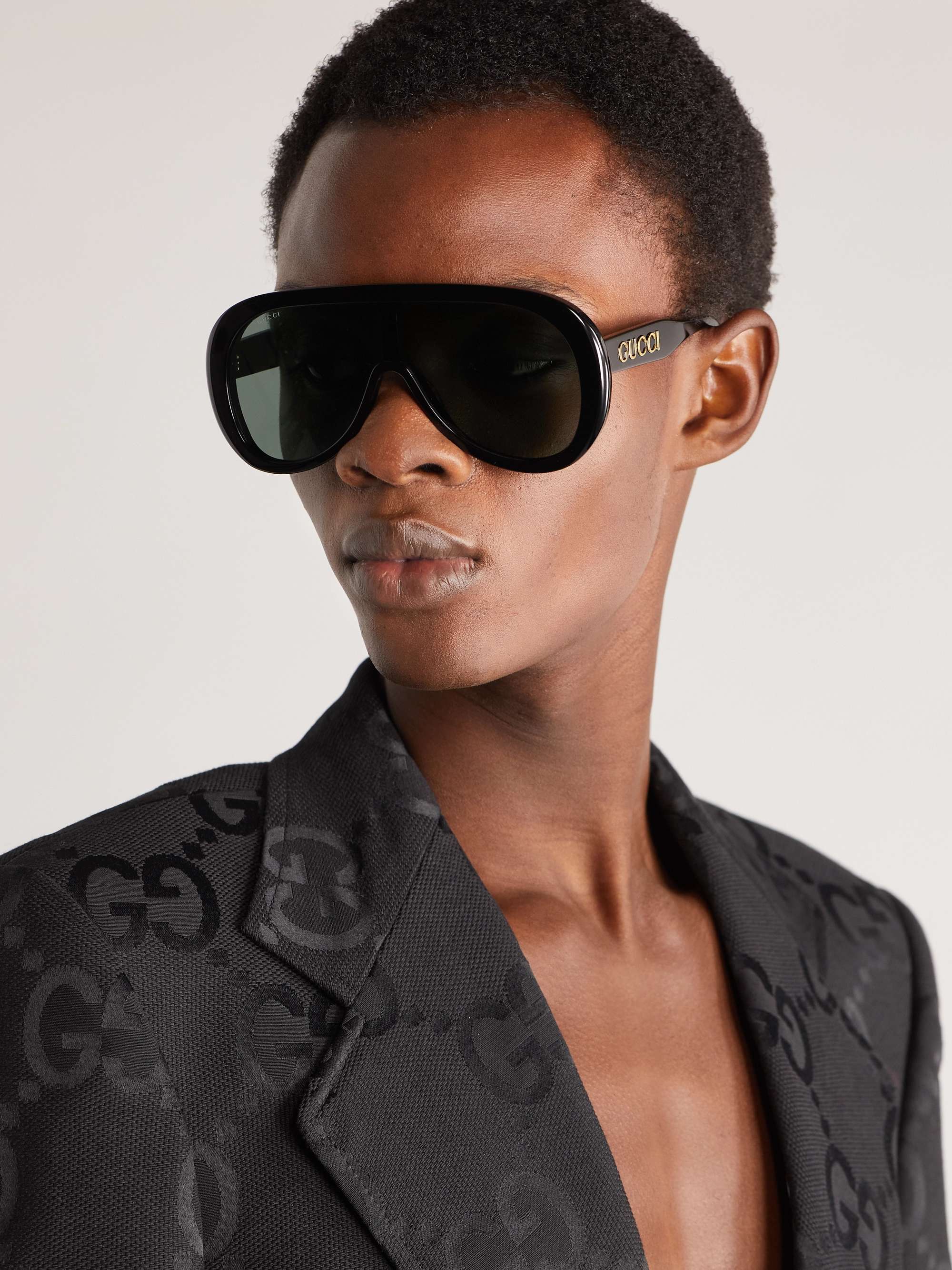 Gucci - Square Oversize Sunglasses - Glossy Black - Gucci Eyewear - Avvenice