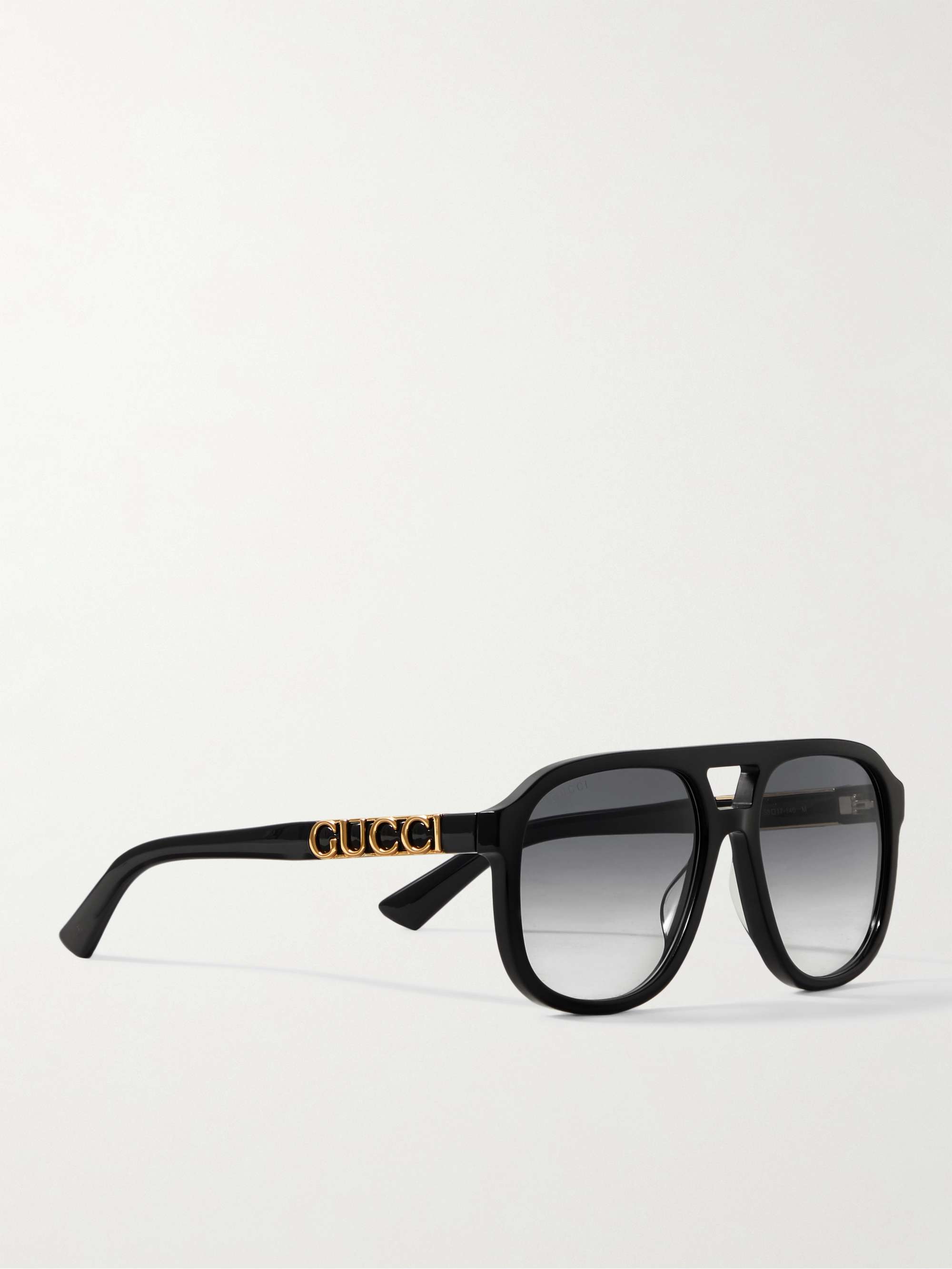 Aviator-style acetate and gold-tone sunglasses