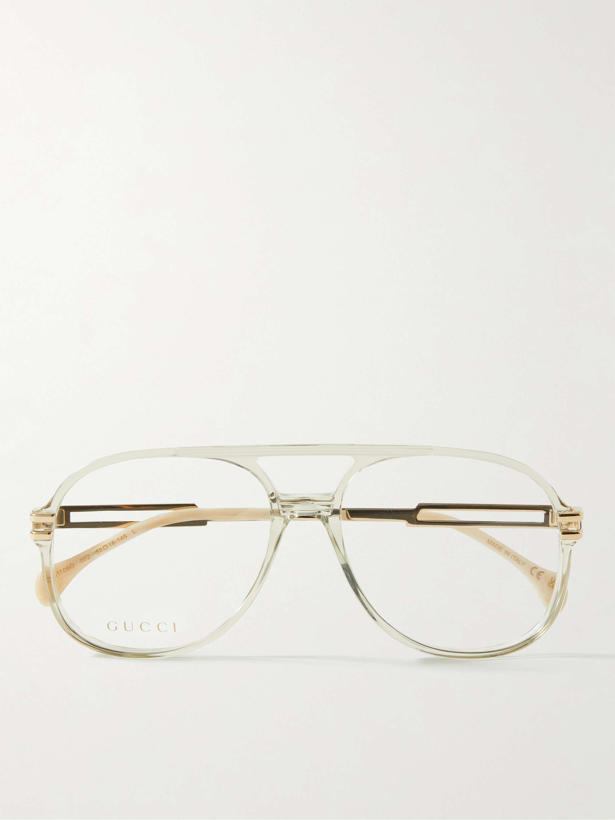 GUCCI EYEWEAR Aviator-Style Acetate and Gold-Tone Optical Glasses