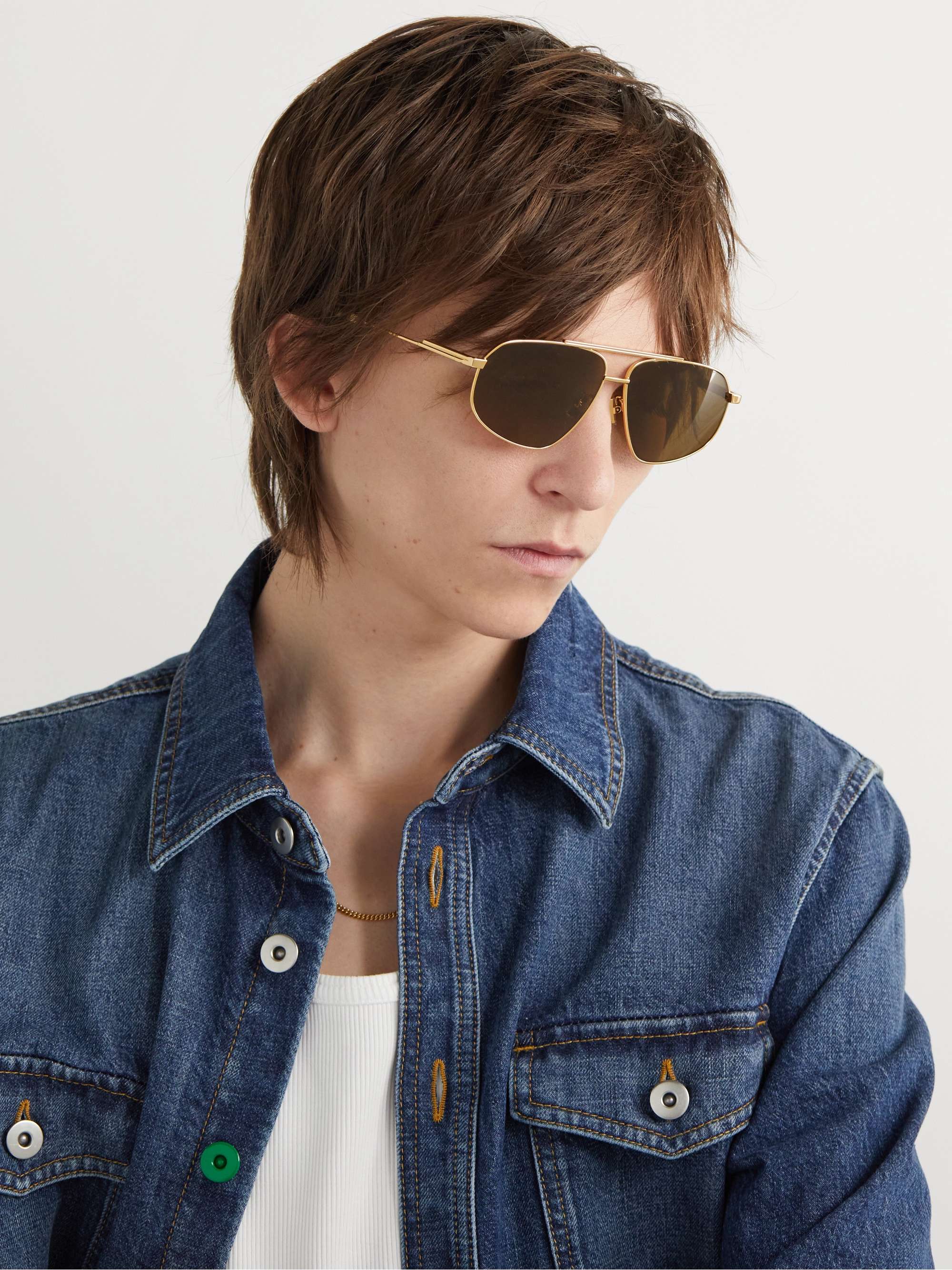 BOTTEGA VENETA EYEWEAR Aviator-Style Gold-Tone Sunglasses