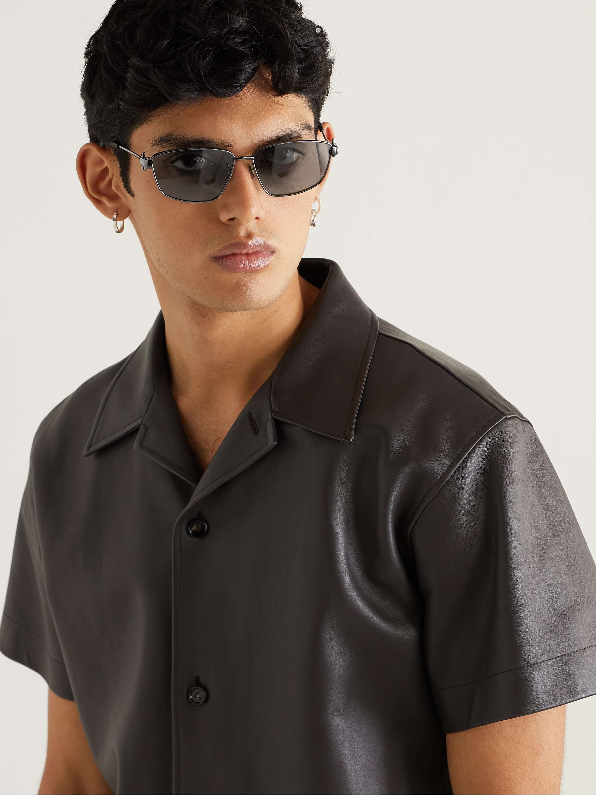BOTTEGA VENETA EYEWEAR D-Frame Silver-Tone Sunglasses