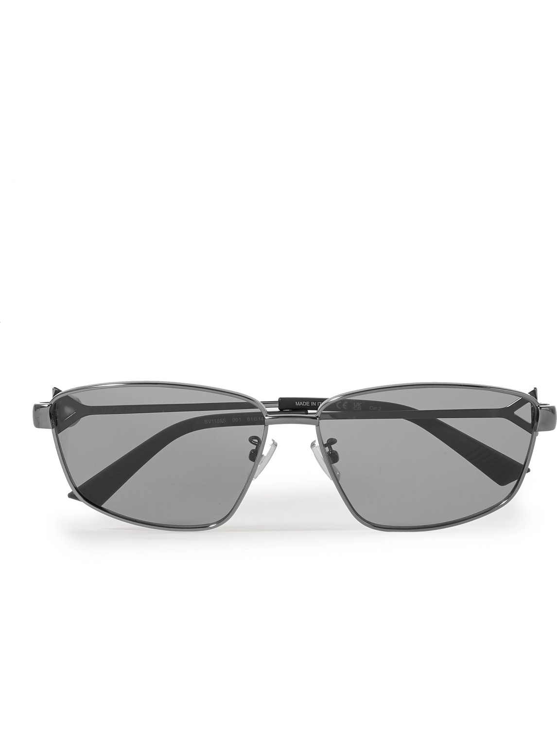 Bottega Veneta D-frame Silver-tone Sunglasses In Gray