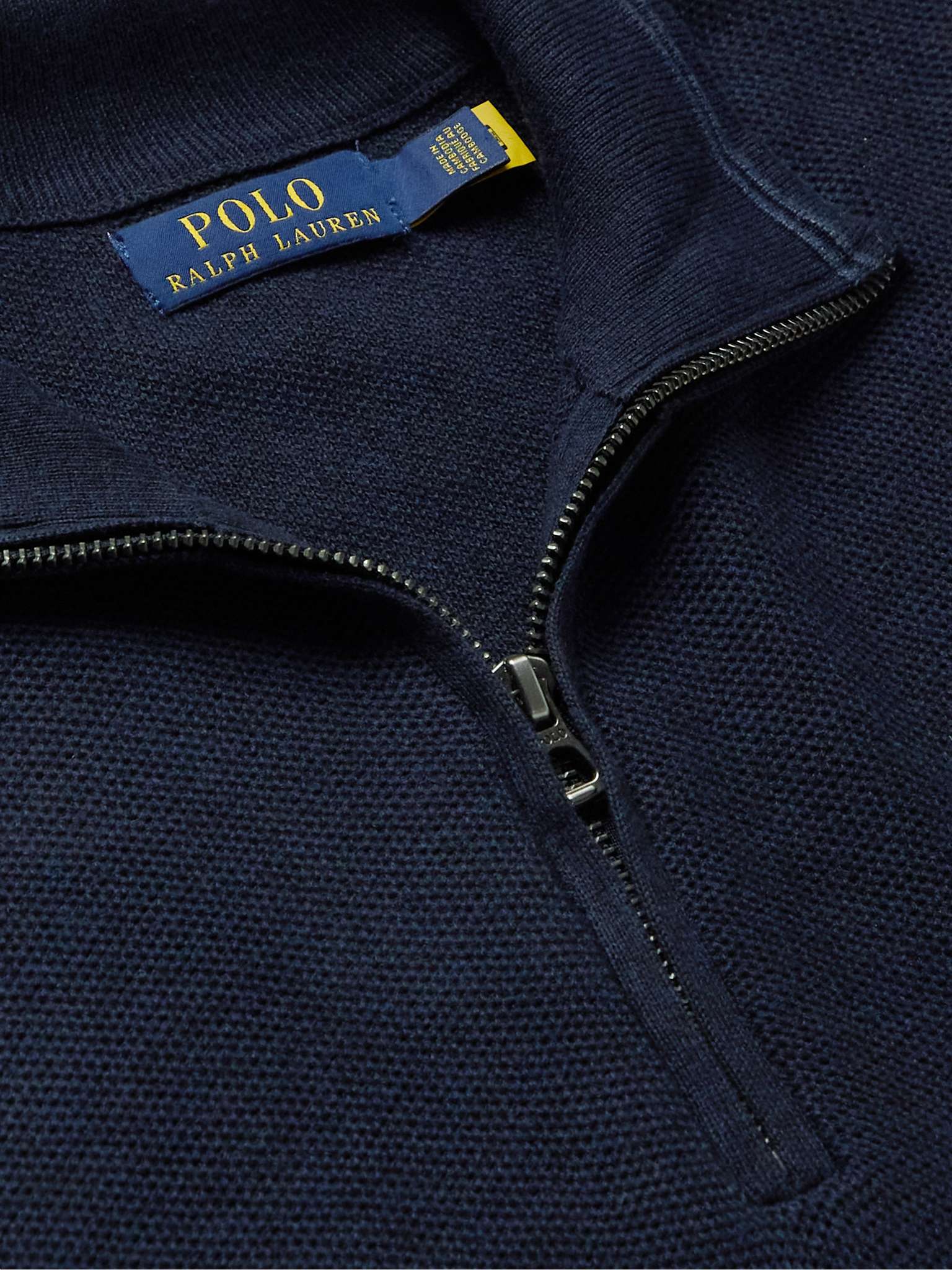 POLO RALPH LAUREN Logo-Embroidered Cotton-Jersey Half-Zip Sweater for ...